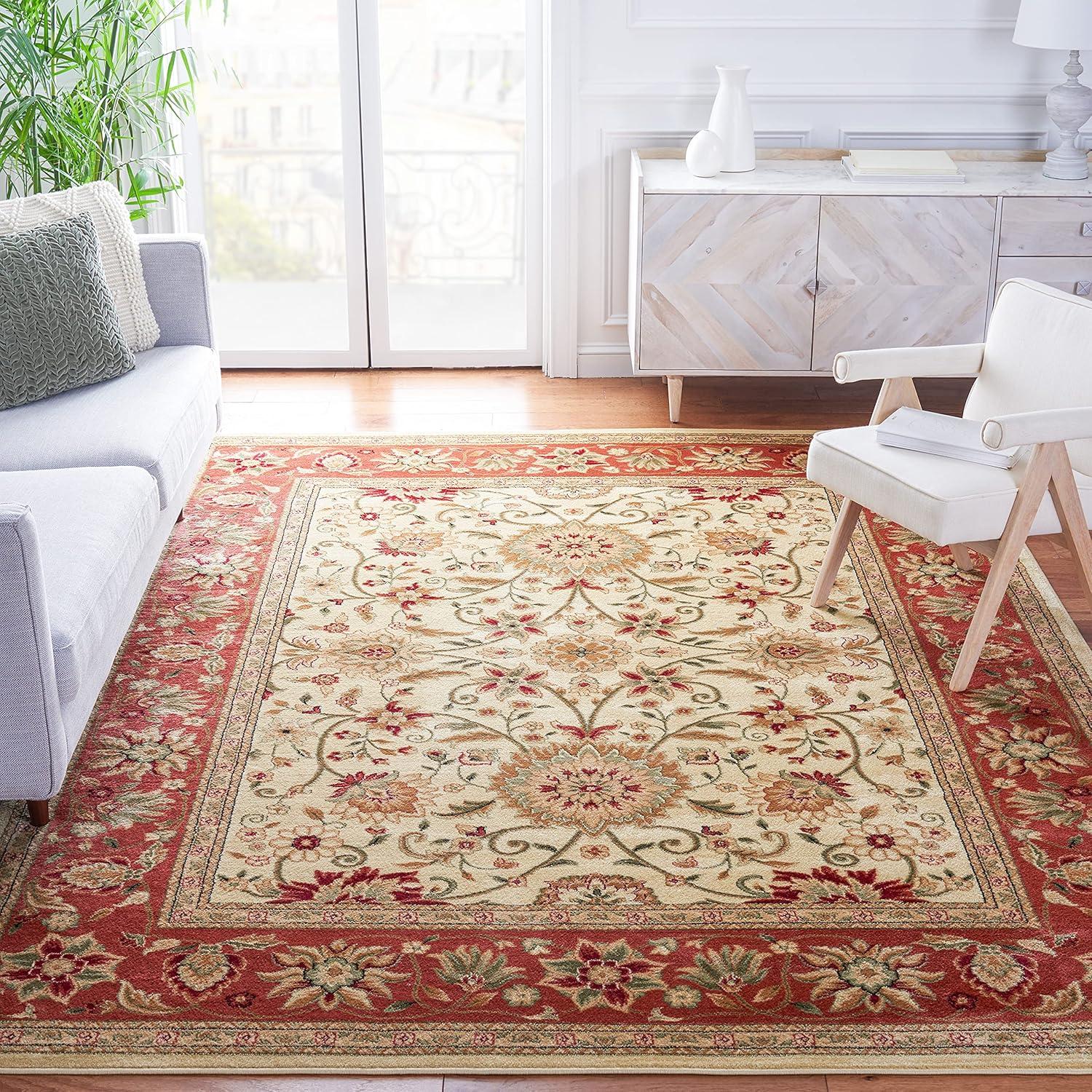 Lyndhurst LNH212 Power Loomed Area Rug - Ivory/Red - 8'9"x11'9" - Safavieh.