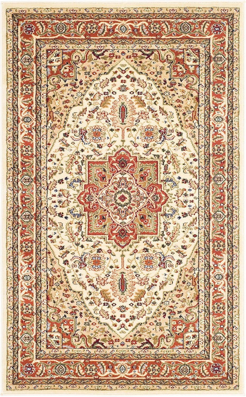 Lyndhurst Heriz LNH330 Power Loomed Accent Rug - Ivory/Rust - 3'3"x5'3" - Safavieh