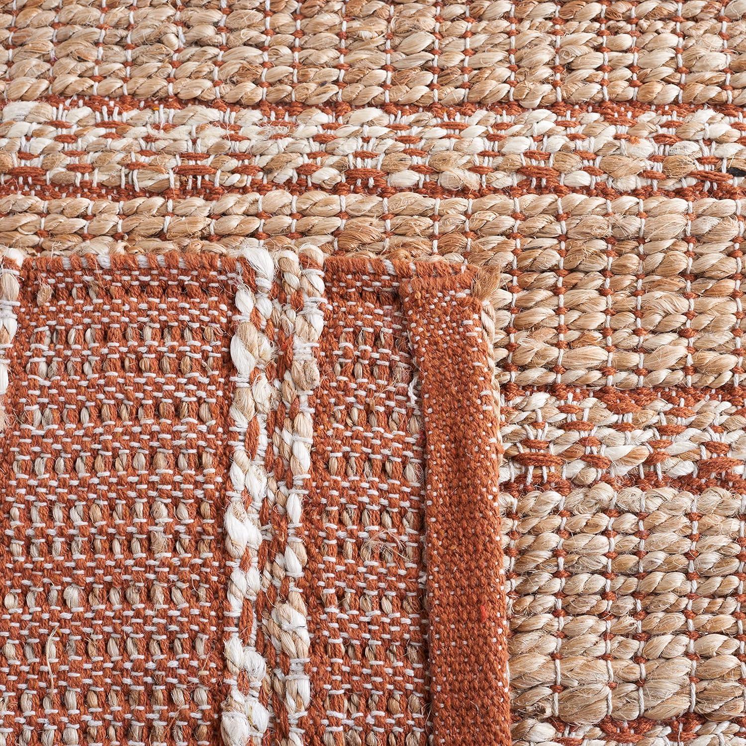 Natural Fiber NFB655 Power Loomed Area Rug - Rust/Natural - 4'x6' - Safavieh.