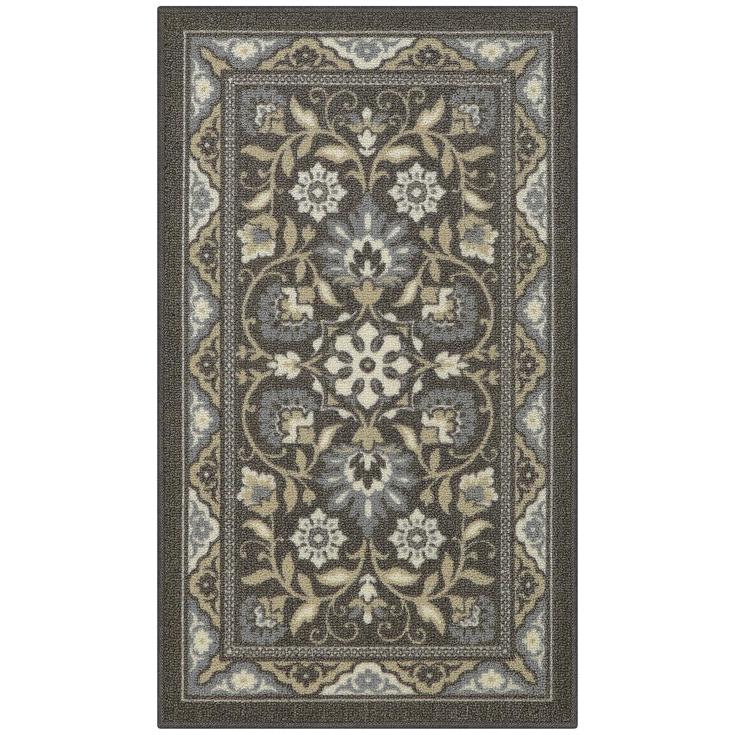 Maples Rugs - Made in USA - Florence Traditional Floral Indoor Accent Rugs, 1'8 x 2'10, Light Brown