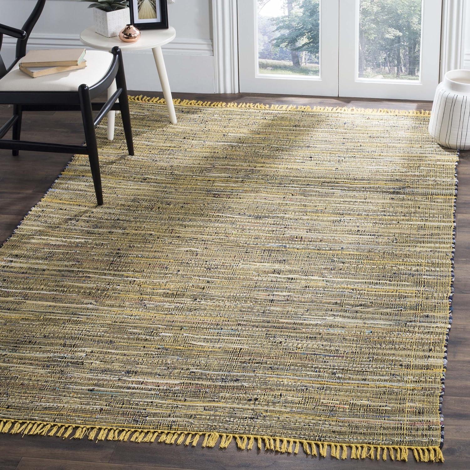 Rag Rug RAR121 Hand Woven Indoor Accent Rug - Yellow/Multi - 3'x5' - Safavieh.