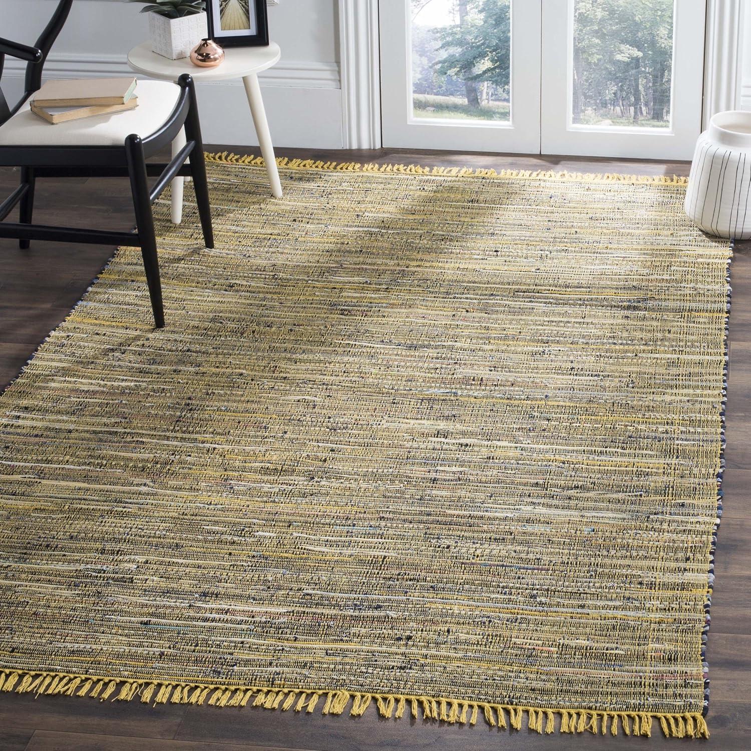 Rag Rug RAR121 Hand Woven Indoor Accent Rug - 3'x5' - Yellow/Multi - Safavieh