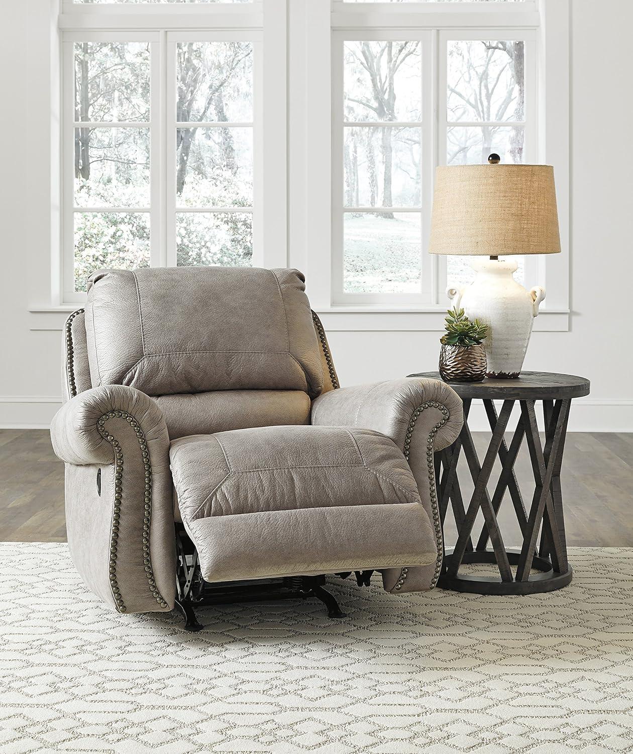 Olsberg Traditional Gray Wood 43" Rocker Recliner with Nailhead Trim