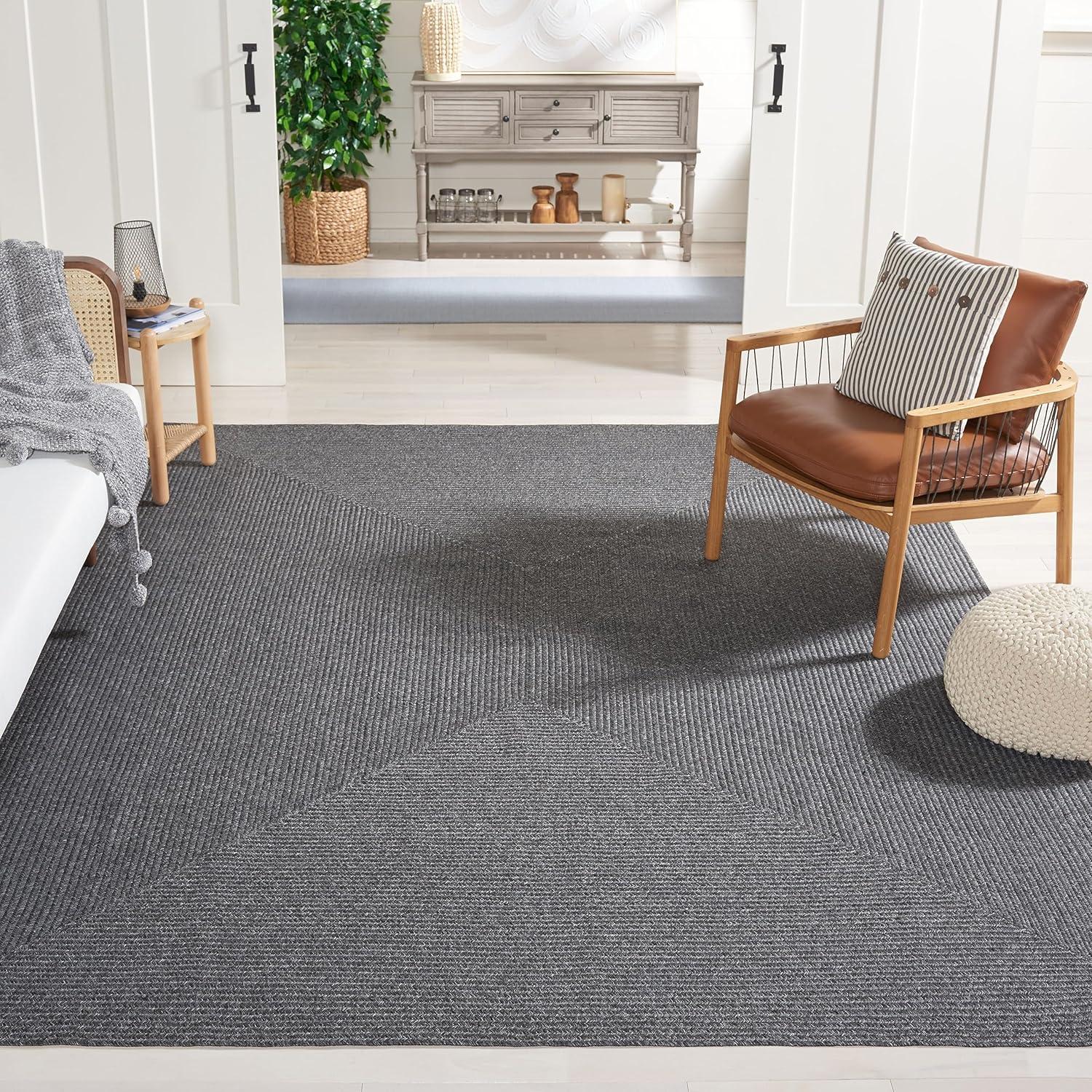 SAFAVIEH Alfombra Reversible Lavable a Máquina con Desgaste de Gino Trenzado, Negro, 10' x 14'