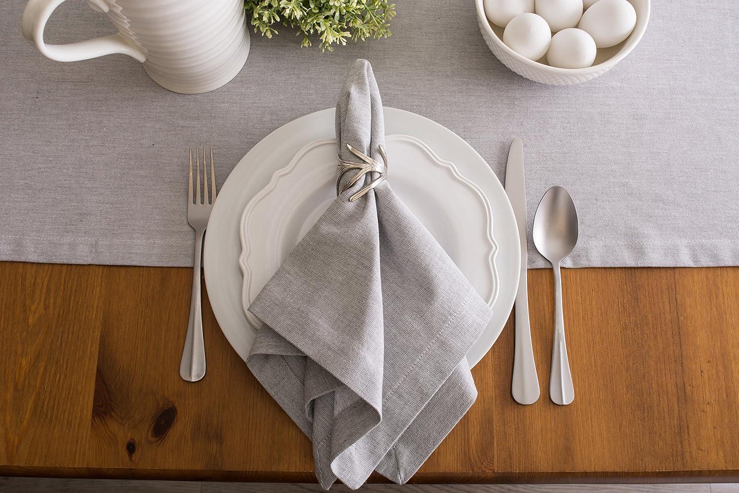 GRAY SOLID CHAMBRAY TABLE RUNNER 14x72