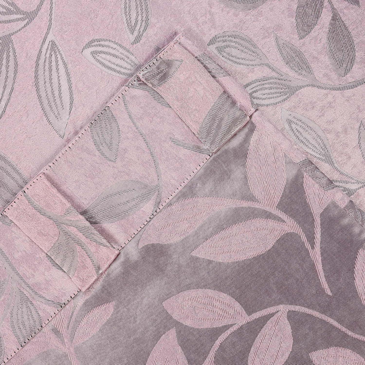 Superior Leaves Blackout Back Tab Curtains, Set of 2, 52" x 63", Blush