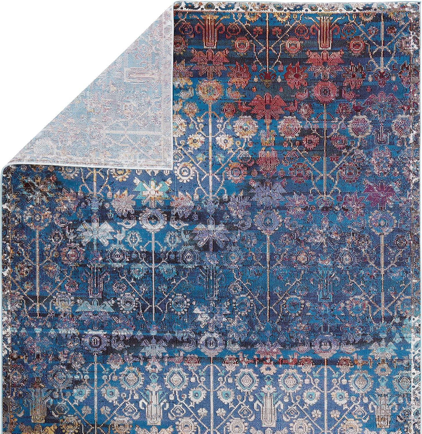 Izar Blue and Multicolor Synthetic 8' x 10' Area Rug