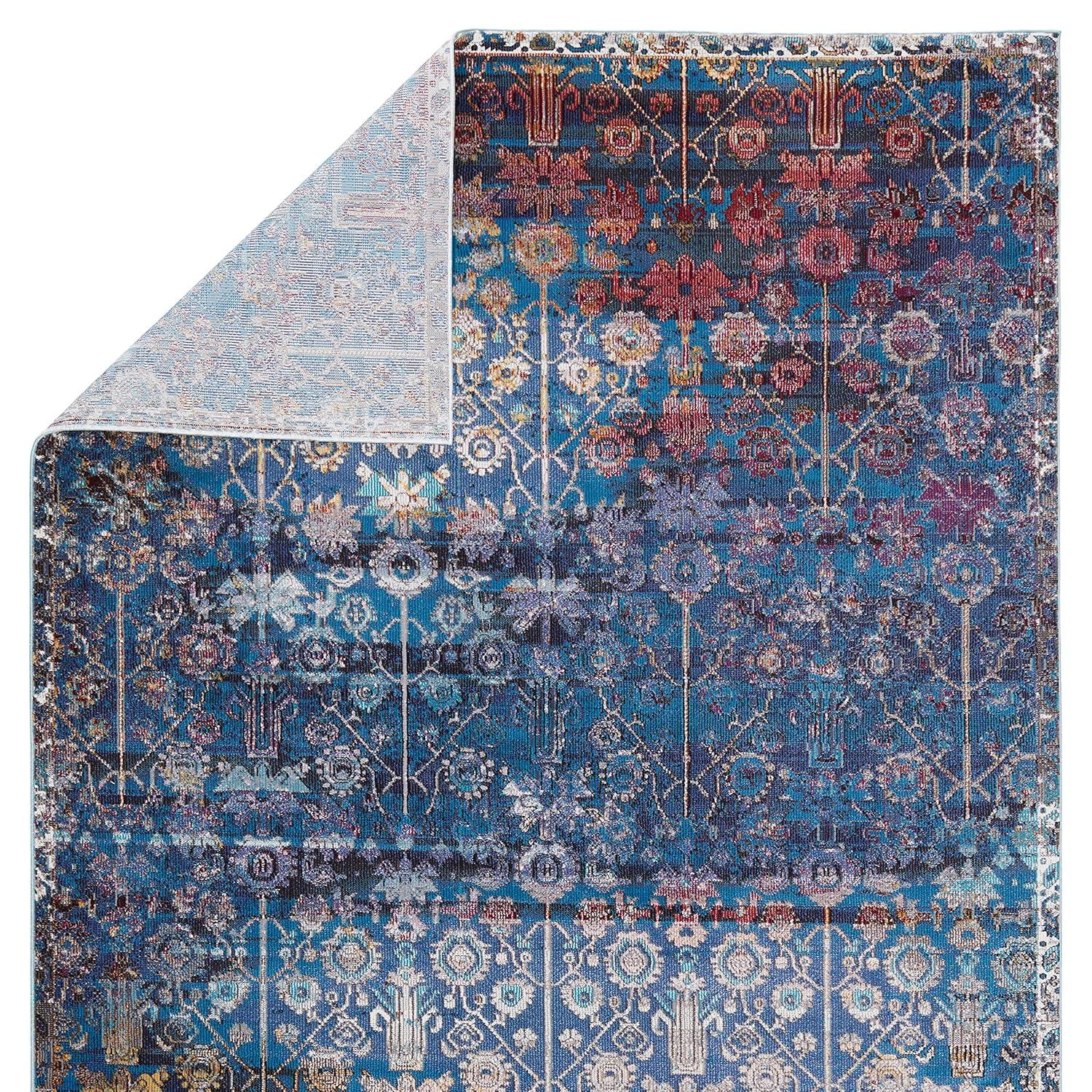 Izar Blue and Multicolor Synthetic 8' x 10' Area Rug