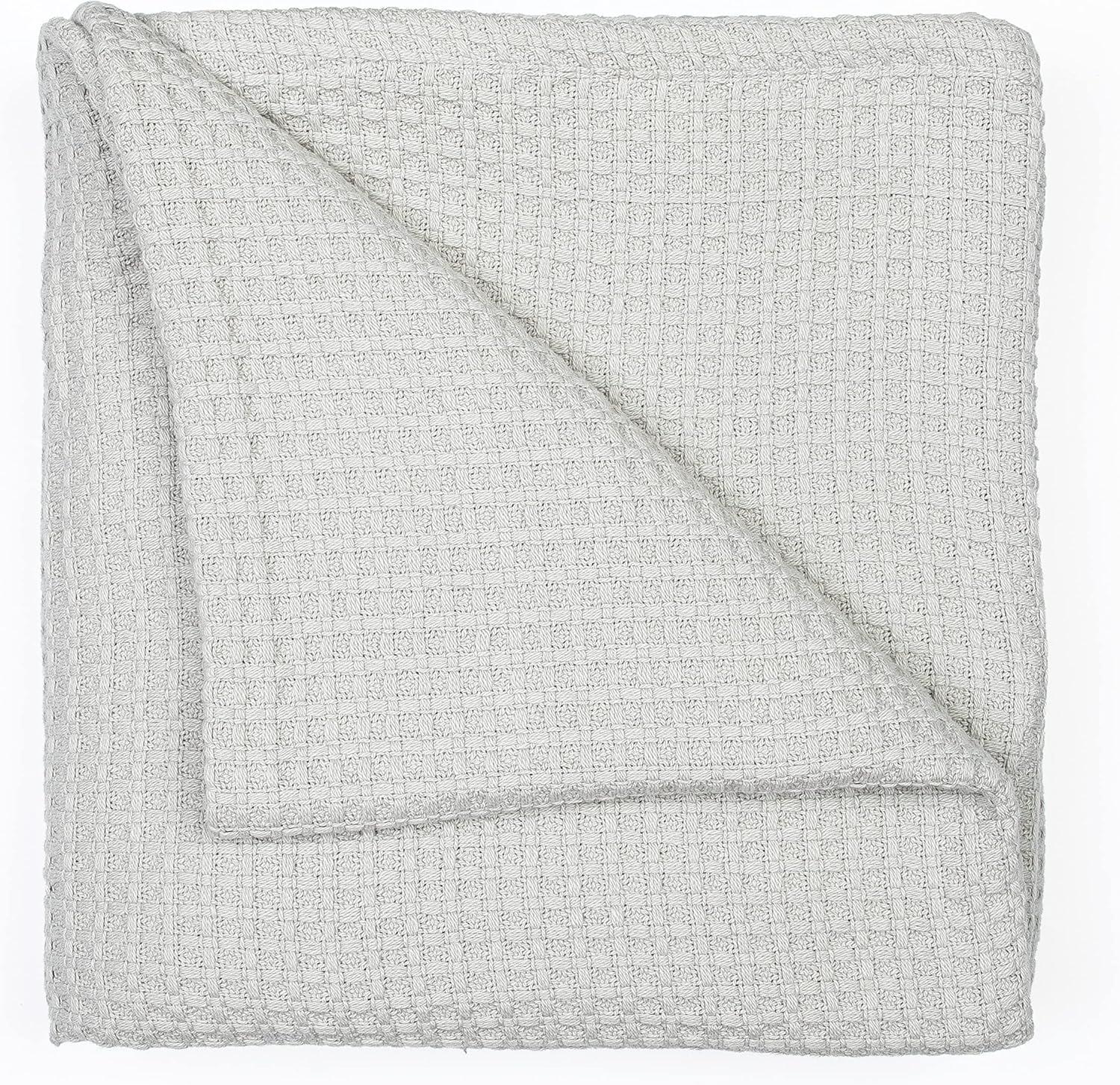 Light Grey Queen Waffle Weave Cotton Blanket