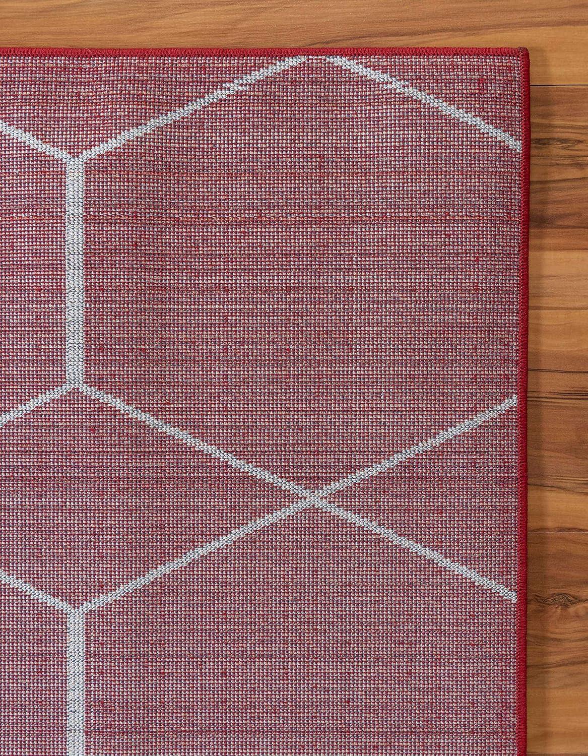 Unique Loom 8' 0 x 10' 0 Trellis Frieze Geometric Red Area Rug