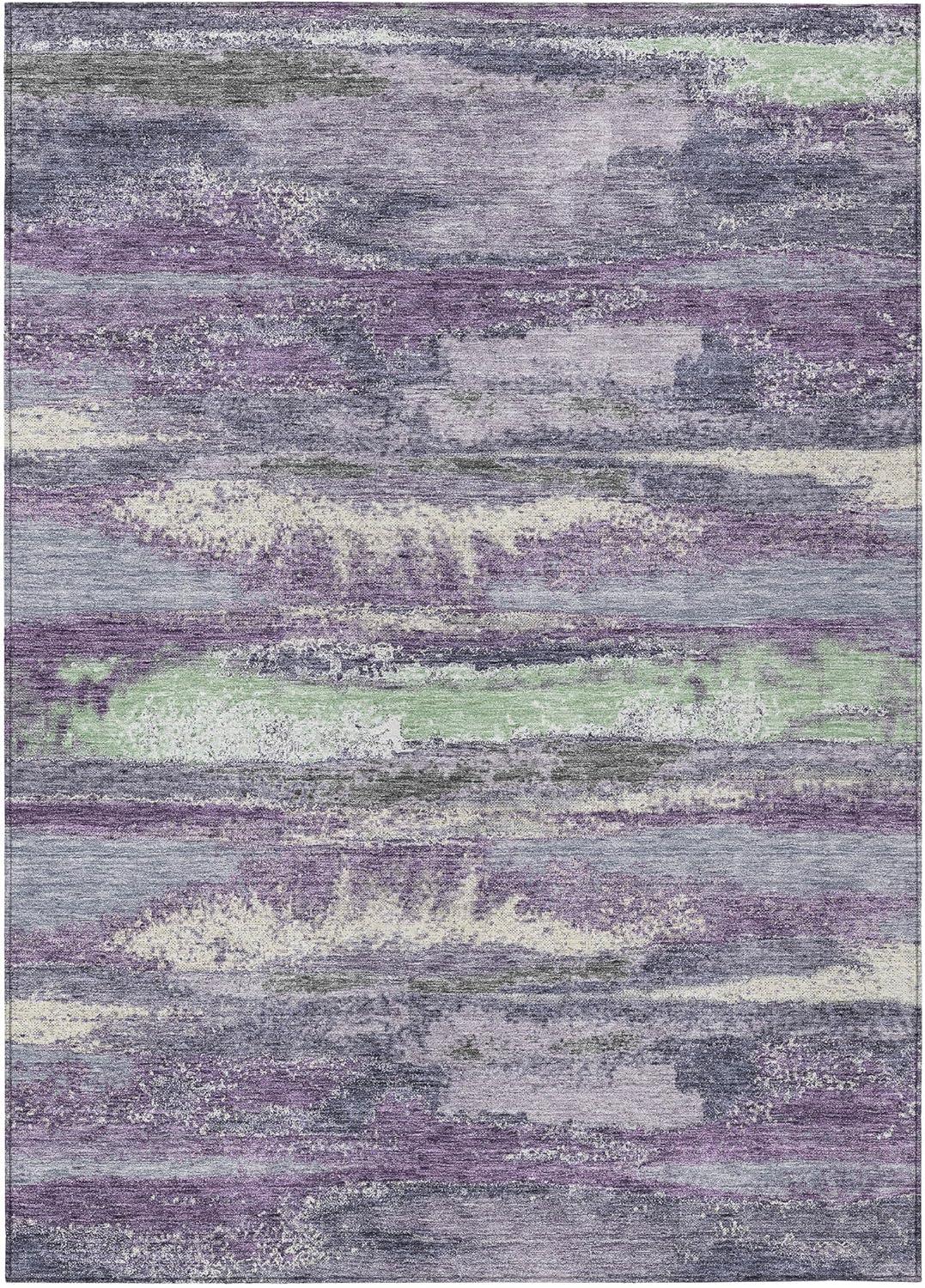 Purple Abstract 3' x 5' Machine Washable Indoor Outdoor Rug