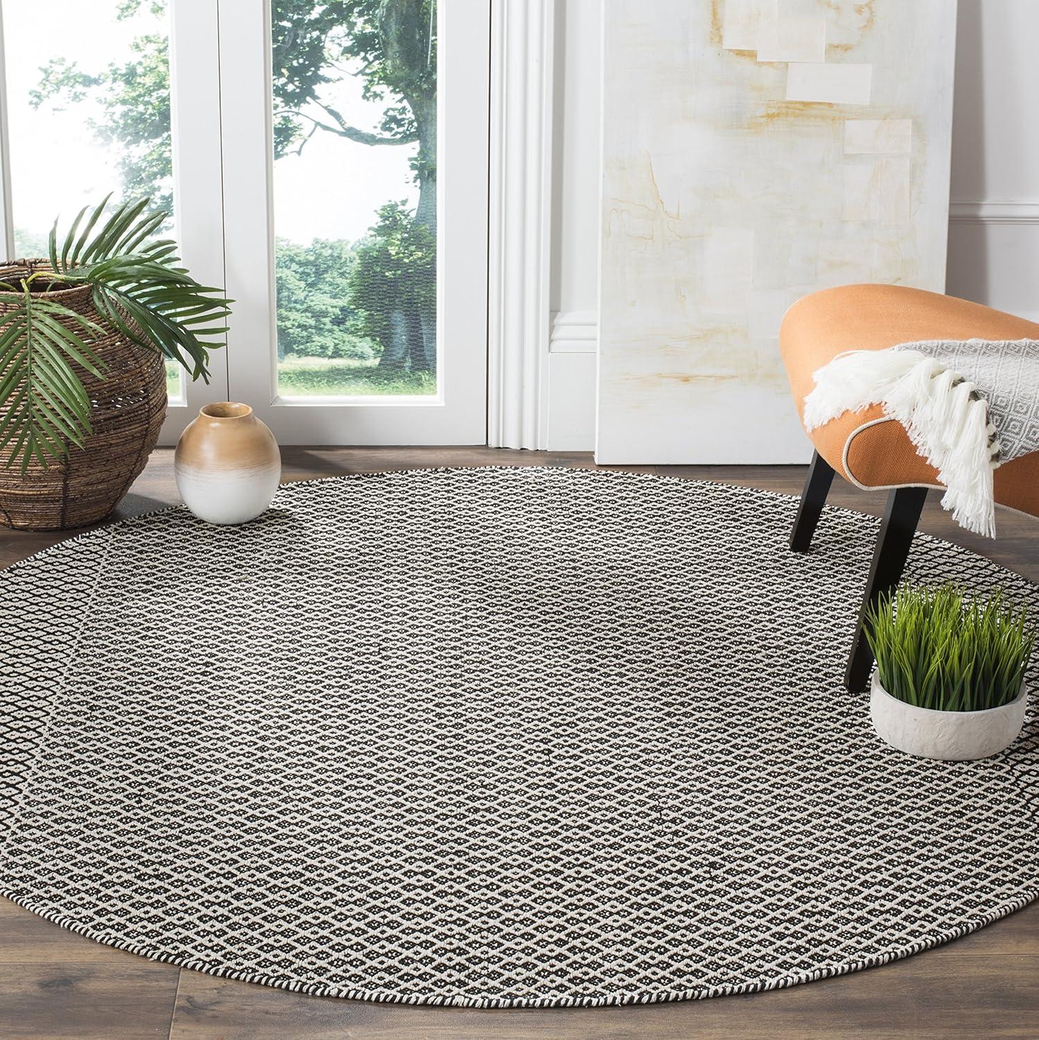Montauk MTK339 Hand Woven Indoor Area Rug - Ivory/Black - 6'x6' - Safavieh