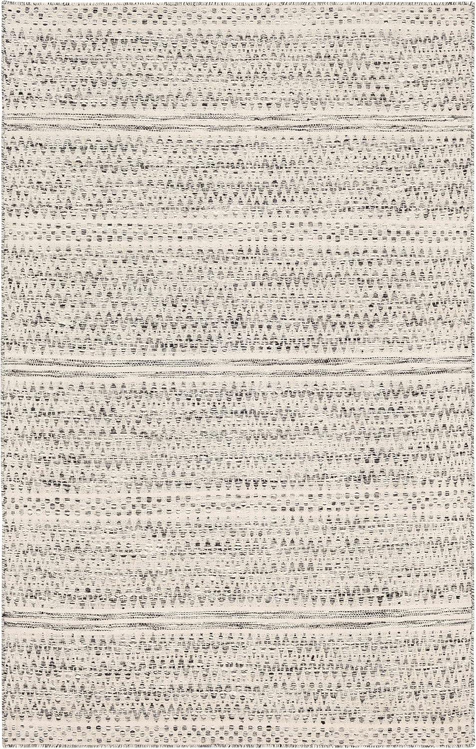 Hauteloom Arabi Boho Hand Woven Wool Natural Fiber Soft Area Rug for Living Room, Bedroom, Dining Room- Traditional Farmhouse High Pile Braided Carpet - Black, Gray, Beige - 8'10" x 12'