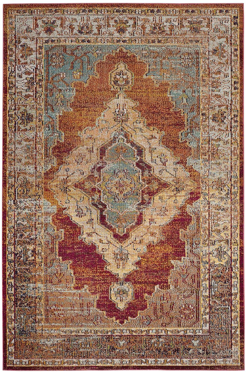 Crystal CRS500 Power Loomed Area Rug - Orange/Light Blue - 5'x8' - Safavieh.
