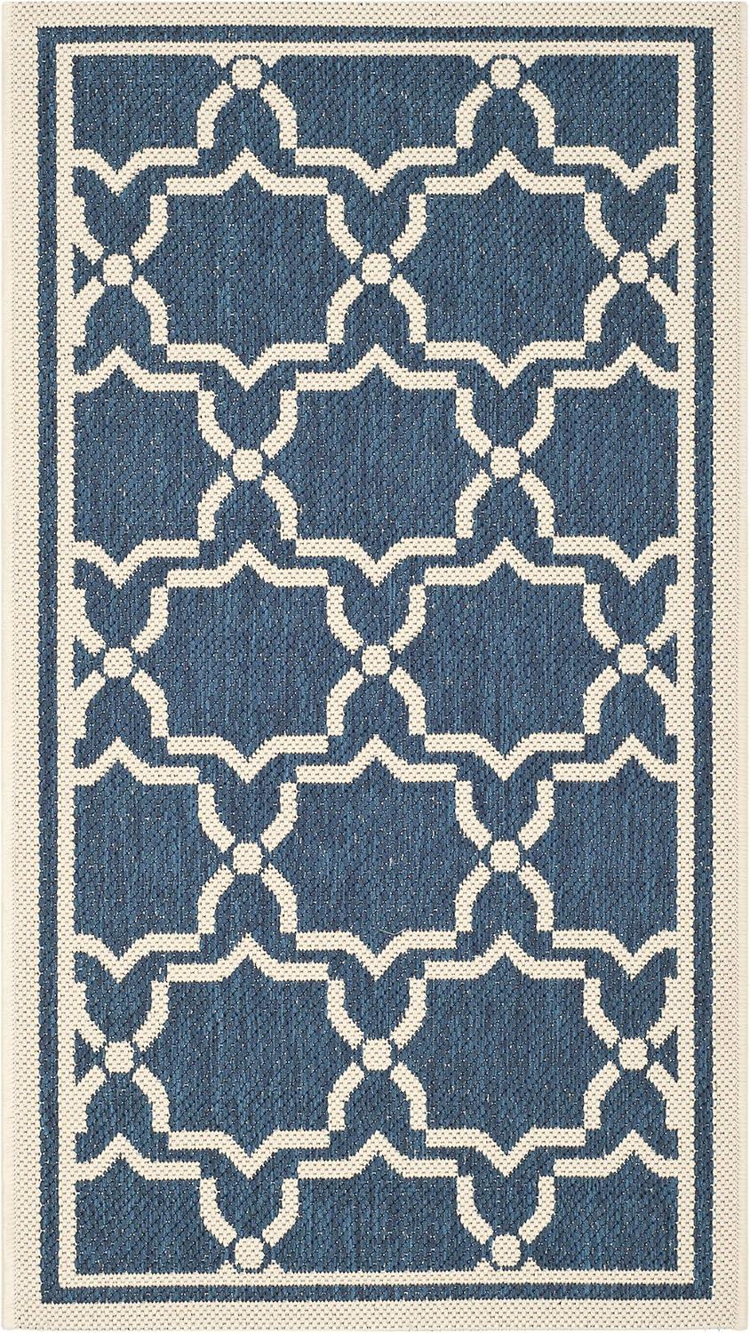 Courtyard CY6916 Power Loomed Indoor and Outdoor Accent Rug - Navy/Beige - 2'7"x5' - Safavieh