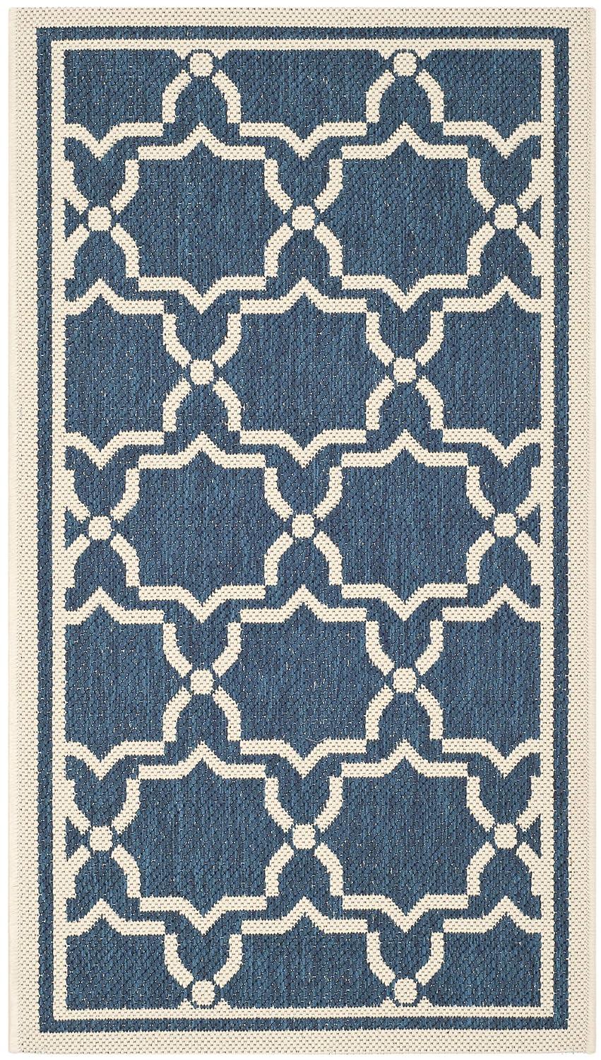 Courtyard CY6916 Power Loomed Indoor and Outdoor Accent Rug - Navy/Beige - 2'7"x5' - Safavieh