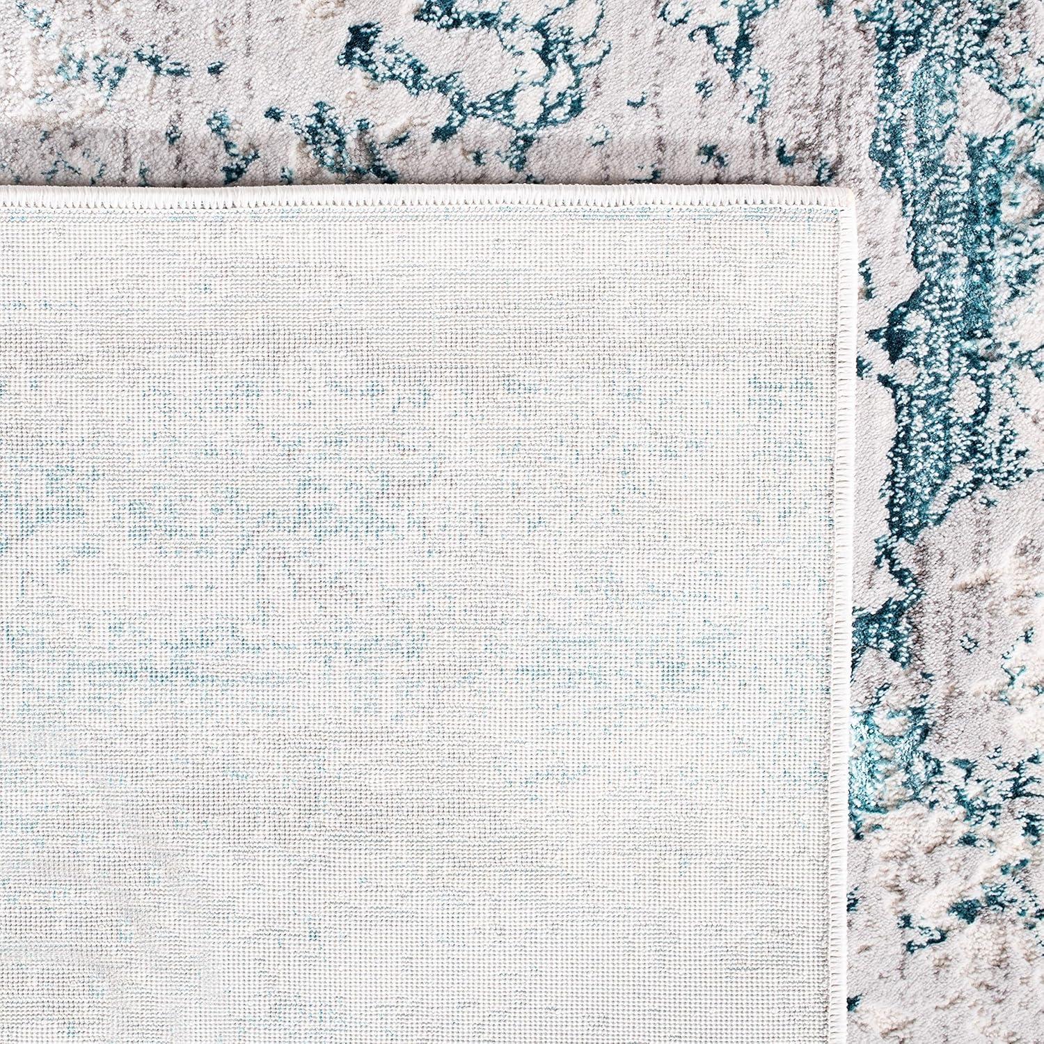 Amalfi AMF572 Power Loomed Accent Rug - Cream/Turquoise - 3'x5' - Safavieh.