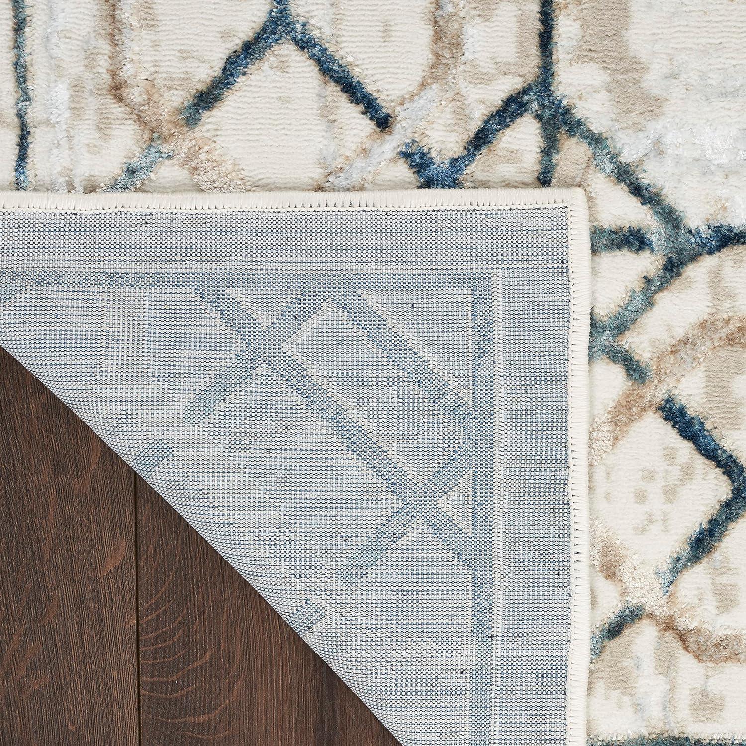 Nourison Glam 5'3" x 7'3" Ivory/Taupe Mid-Century Modern Indoor Rug