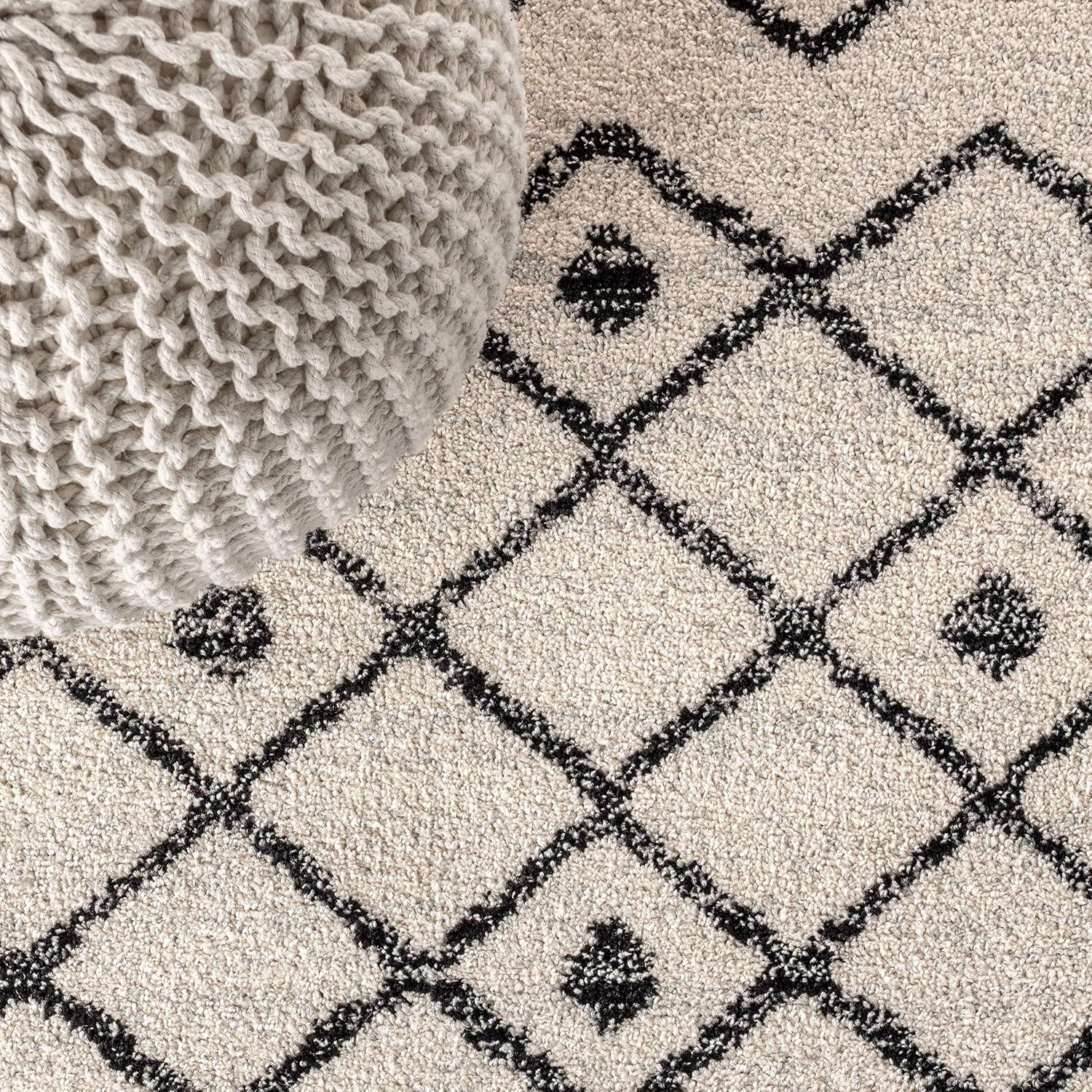 2'x8' Aksil Moroccan Beni Souk Runner Rug, Cream/Black - JONATHAN Y