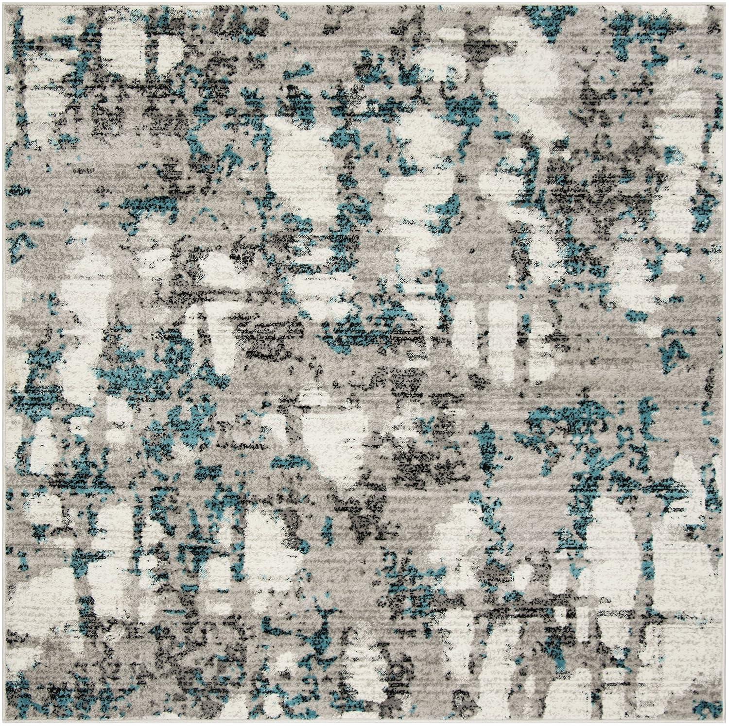 Skyler SKY193 Power Loomed Indoor Area Rug - Grey/Blue - 4'x4' - Safavieh