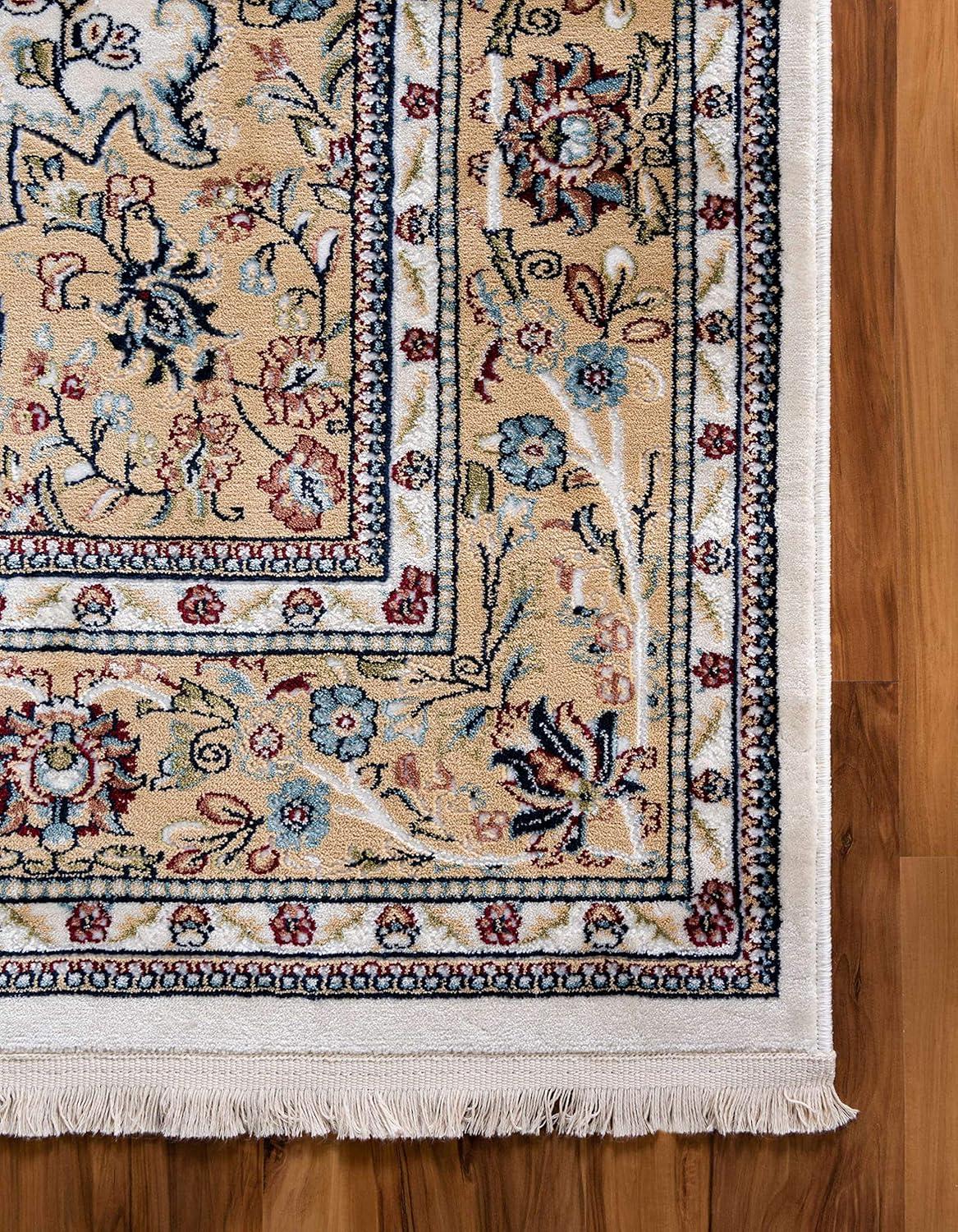 Unique Loom Windsor Narenj Rug Cream/Blue 3' x 5' 1" Rectangle Floral Traditional Perfect For Living Room Bed Room Dining Room Office