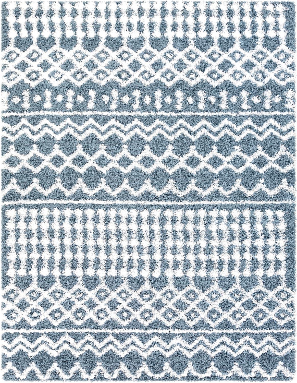 Livabliss Urban Shag Global Moroccan Area Rug,5'3" x 7'3",Denim