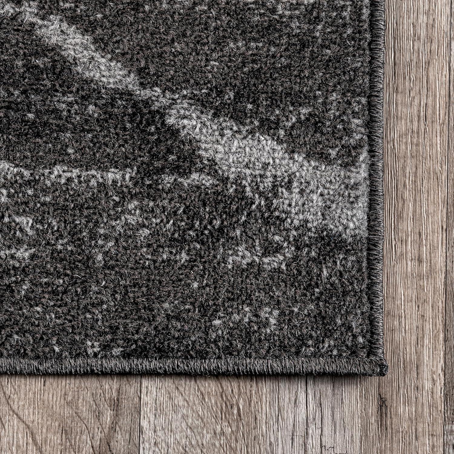 Nuloom 4 Square Thigpen Contemporary Indoor Area Rug, Charcoal, Abstract Lines, Non-Slip Backing, Stain Resistant, Bedroom Living Room, Kitchen