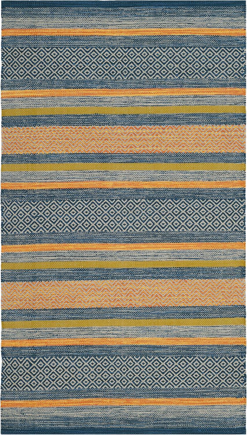 Coastal Breeze Hand-Woven Blue Cotton Square Accent Rug