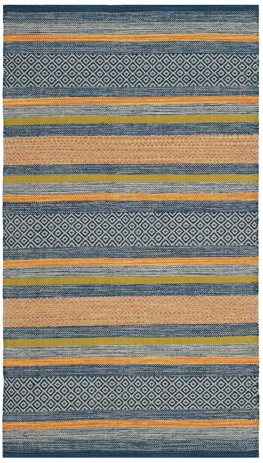 Montauk MTK213 Hand Woven Indoor Accent Rug - Blue/Orange - 3'x5' - Safavieh.