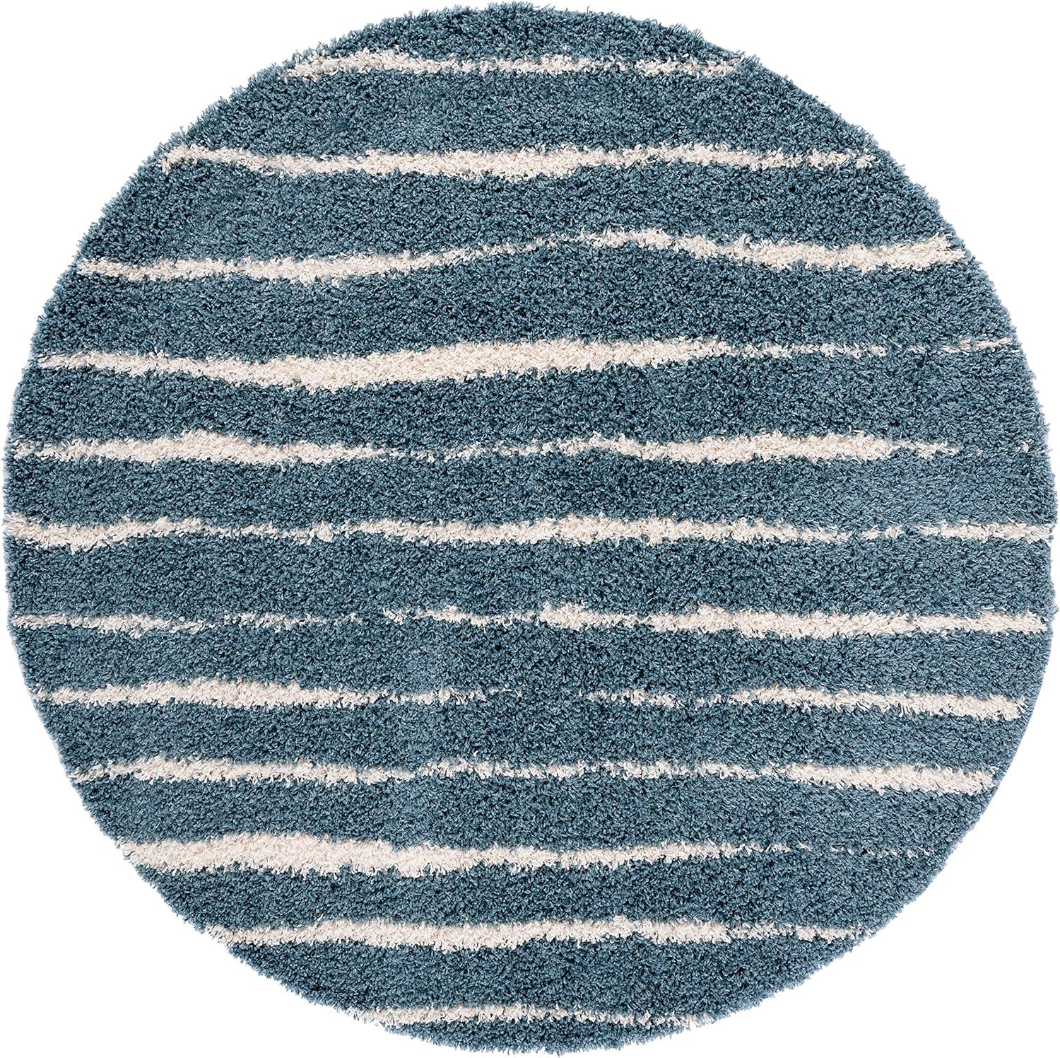 Breakwater Bay Evgeniy Venus Shag 600 Performance Striped Rug