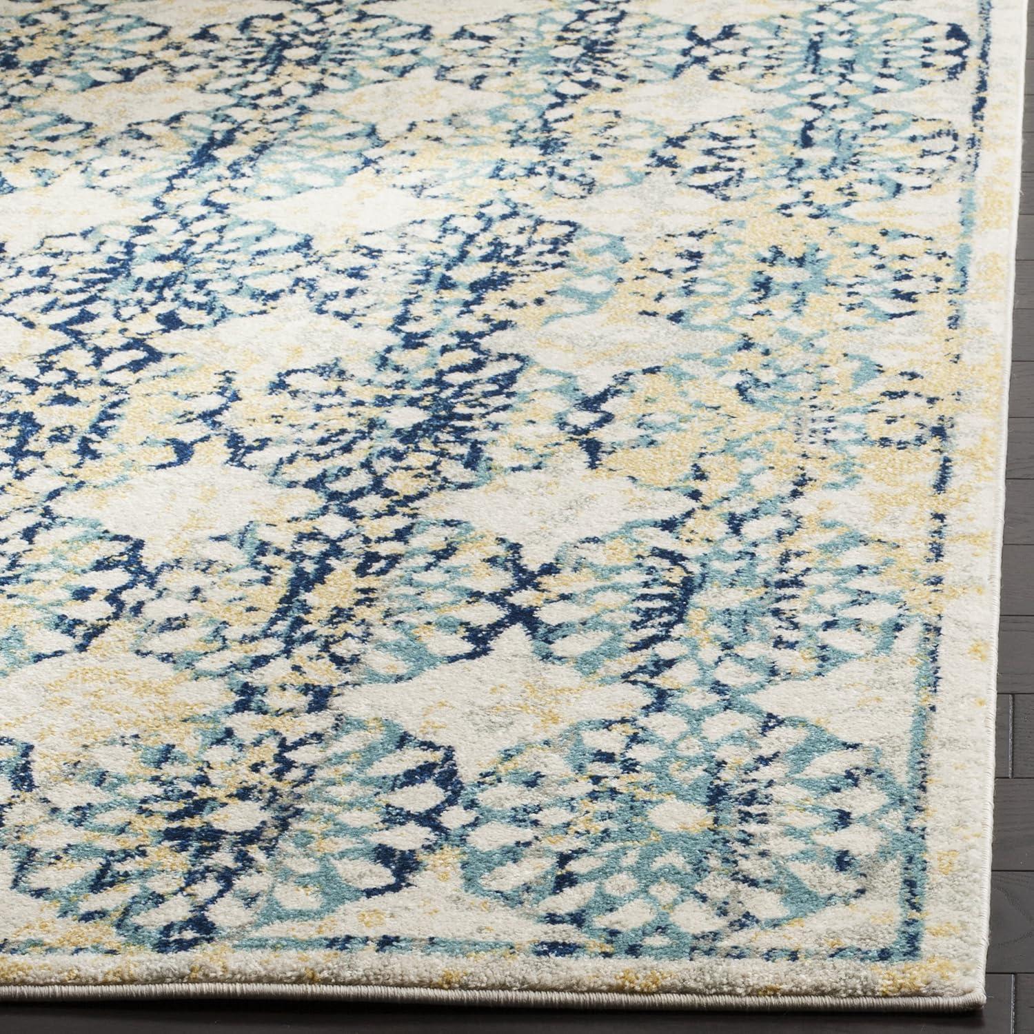 SAFAVIEH Evoke Anselmo Floral Distressed Area Rug, Ivory/Blue, 9' x 12'