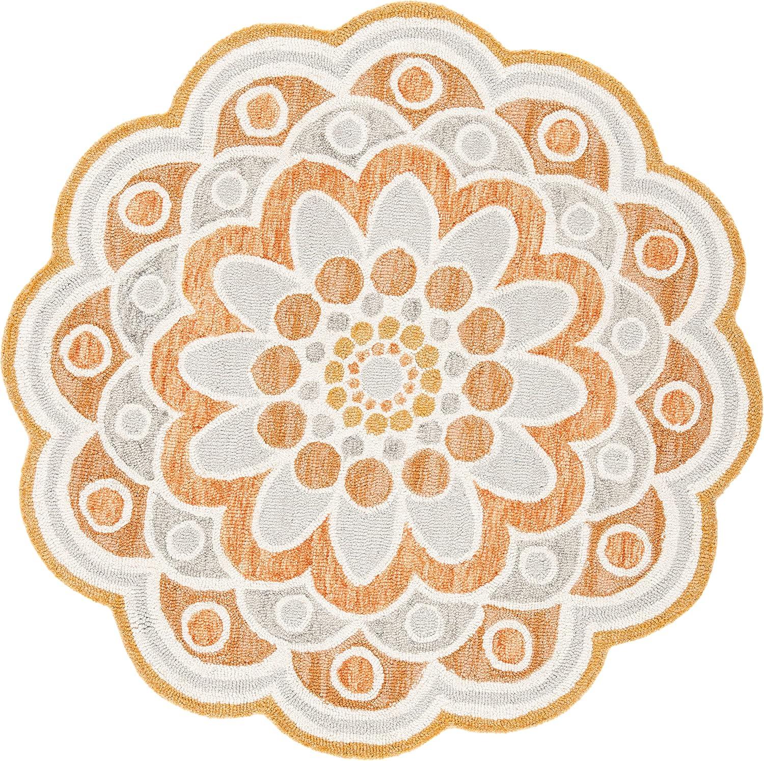 Novelty NOV101 Hand Tufted Indoor Area Rug - Grey/Rust - 4' Round - Safavieh