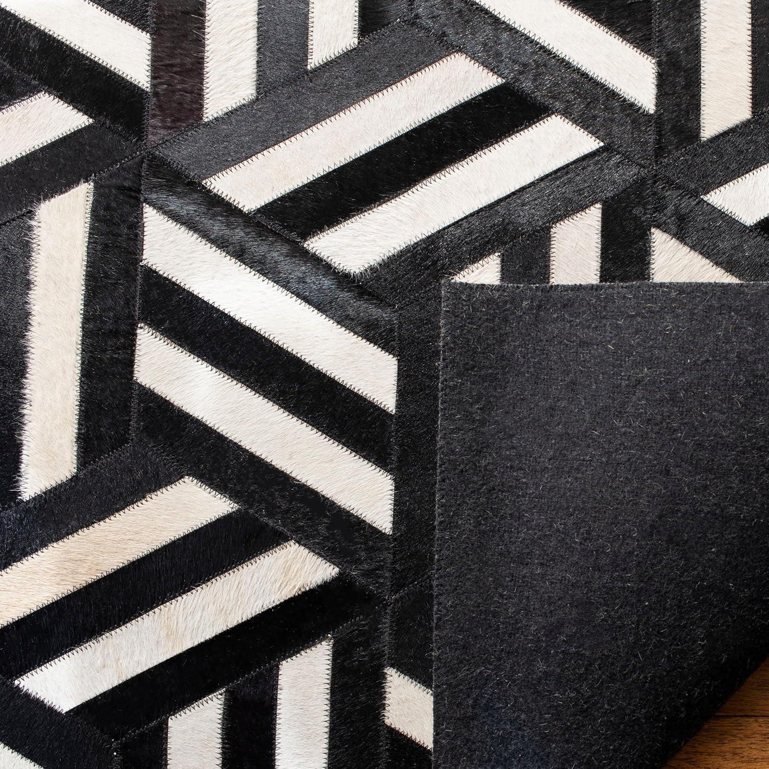 Studio Leather STL219 Hand Woven Indoor Area Rug - Ivory/Black - 4'x6' - Safavieh