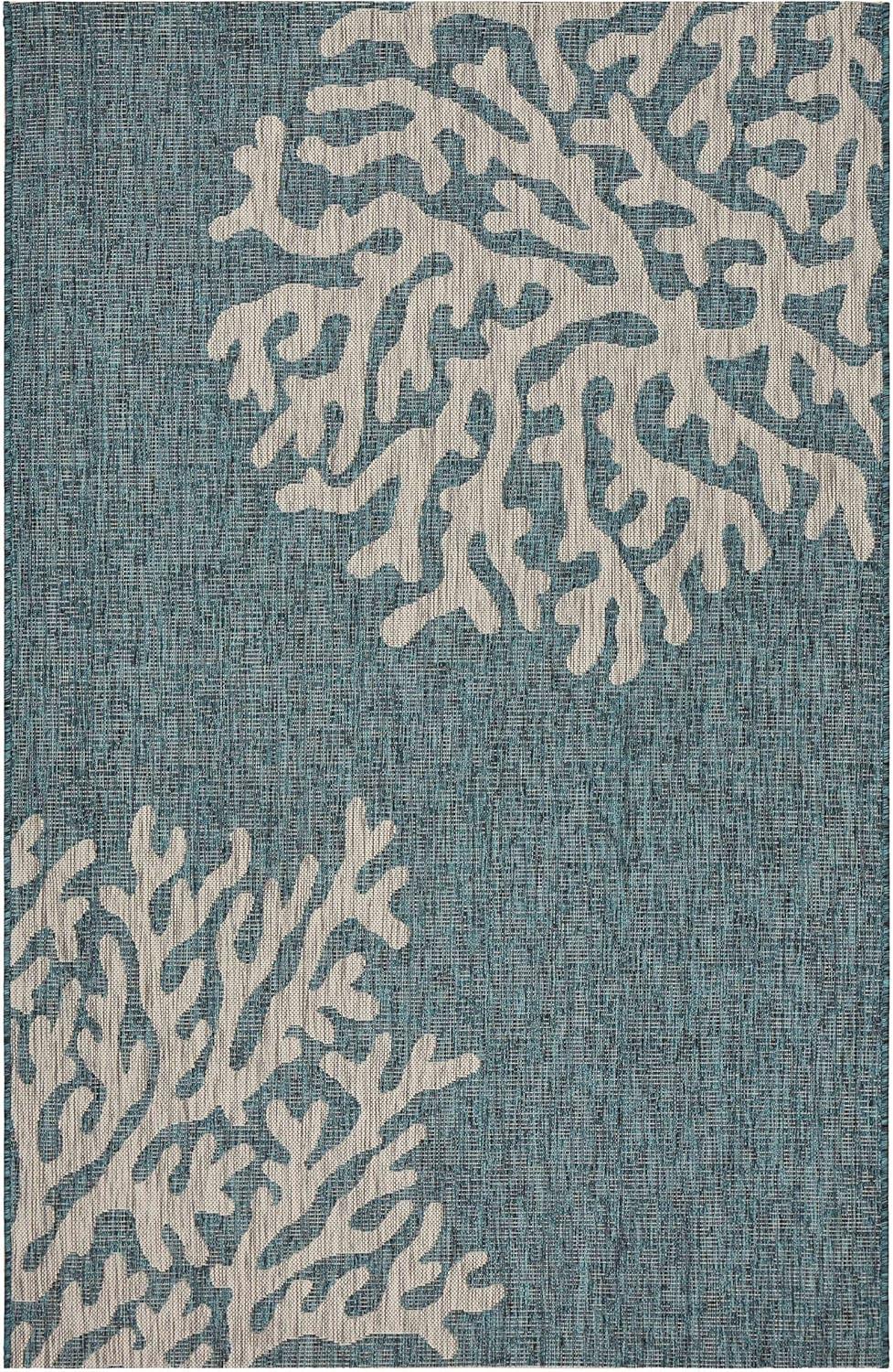 Ox Bay Carmindy Coastal Coral Reef Indoor / Outdoor Area Rug, Blue/Gray, 5' x 7'