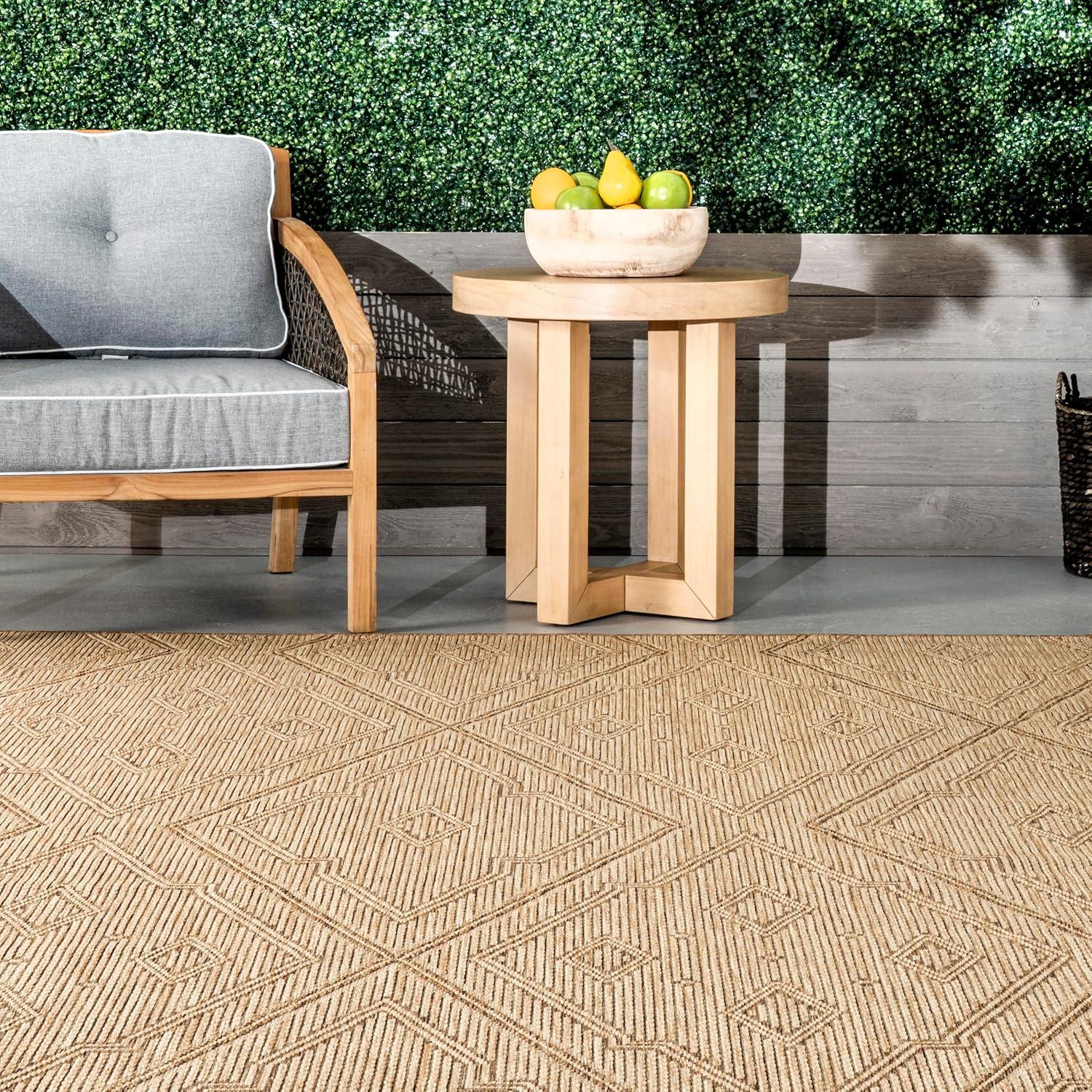 nuLOOM 4' x 6' Outdoor Performance Area Rug, Stain Resistant, Weather Resistant, High Traffic, Patio, Balcony, Outside, Latia Brown