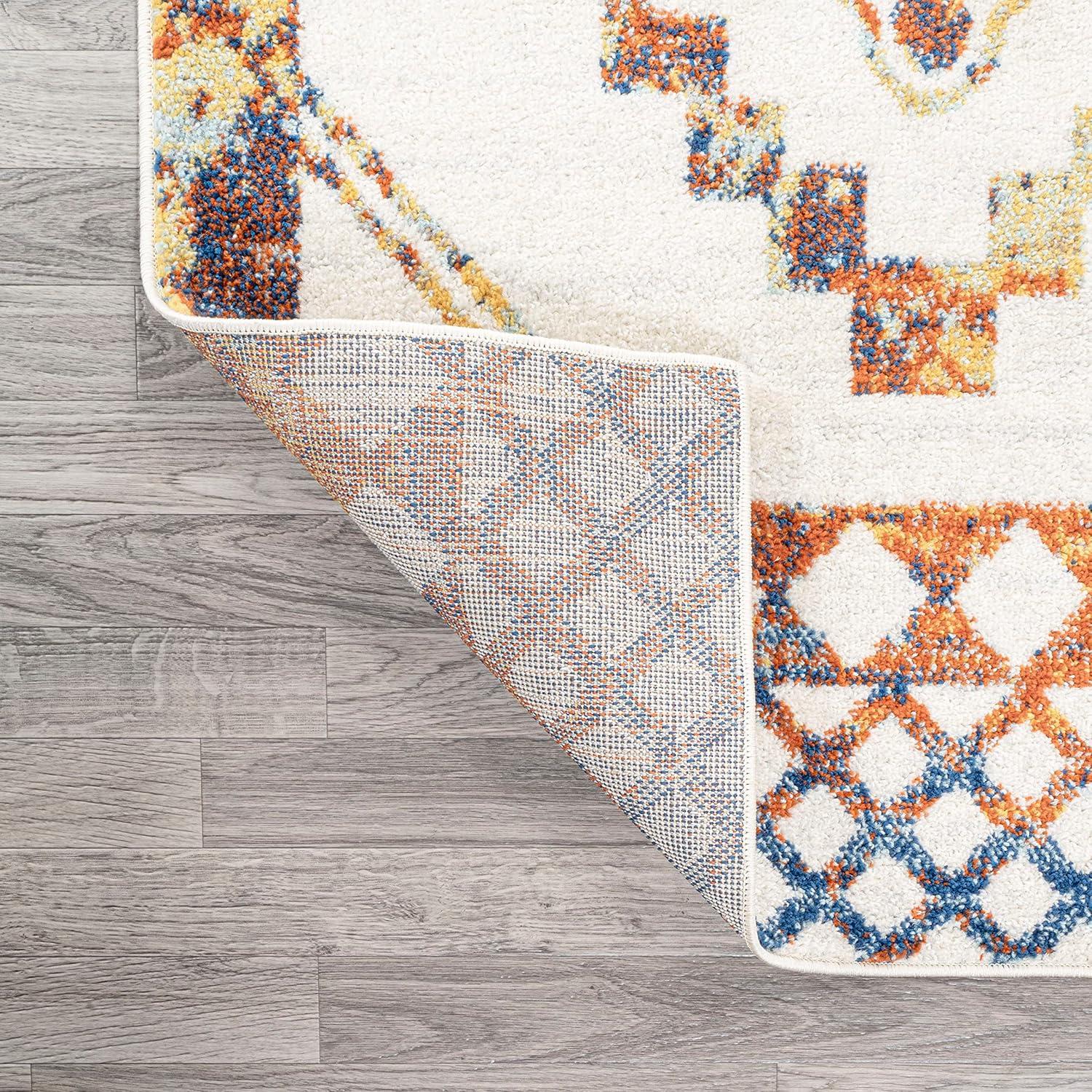 JONATHAN Y Amir Moroccan Beni Souk Ivory/Blue/Orange 5 ft. x 8 ft. Area Rug