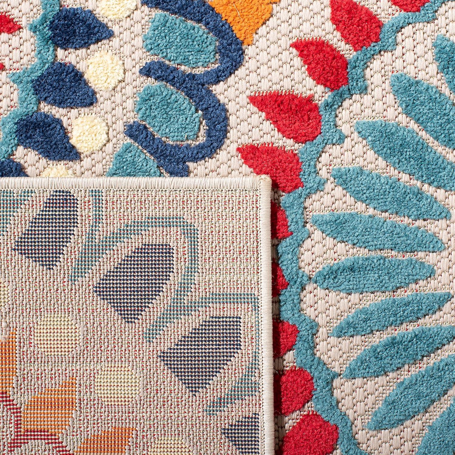 SAFAVIEH Cabana Alfombra Brynn Floral para Interior/exterior, Azul/marfil, 3' x 5'