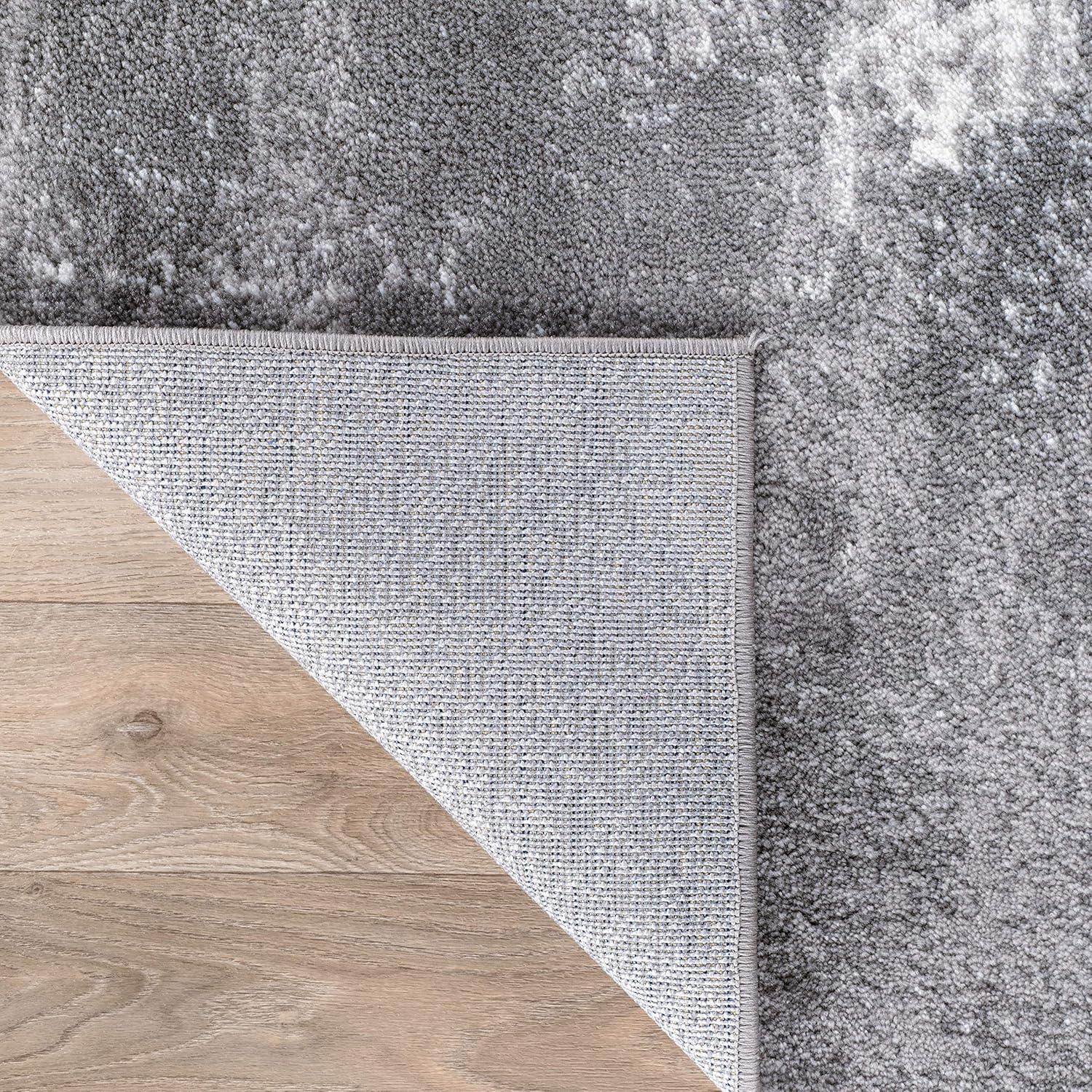 World Rug Gallery Distressed Abstract Watercolor Gray 5' x 7' Area Rug