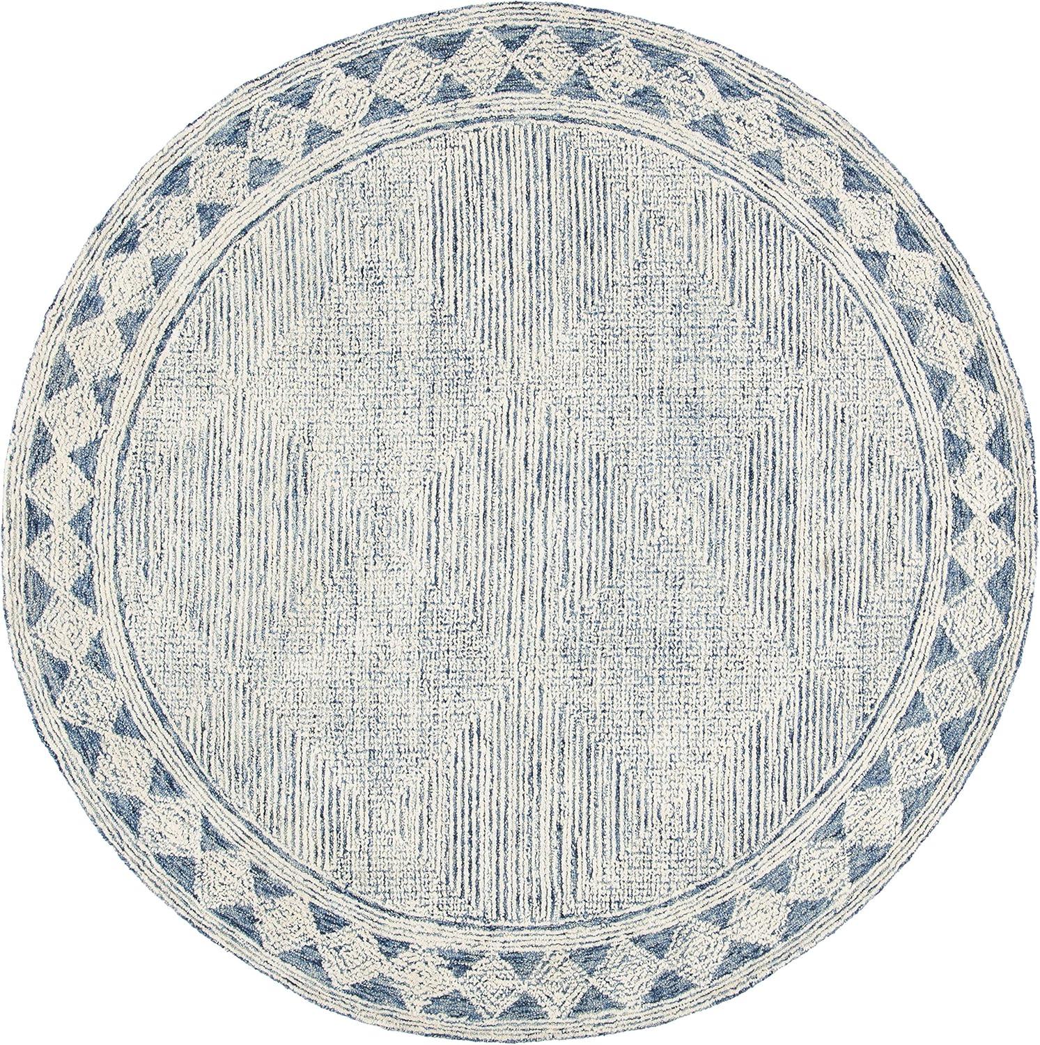 Abstract ABT349 Hand Tufted Area Rug - Ivory/Navy - 4' round - Safavieh .