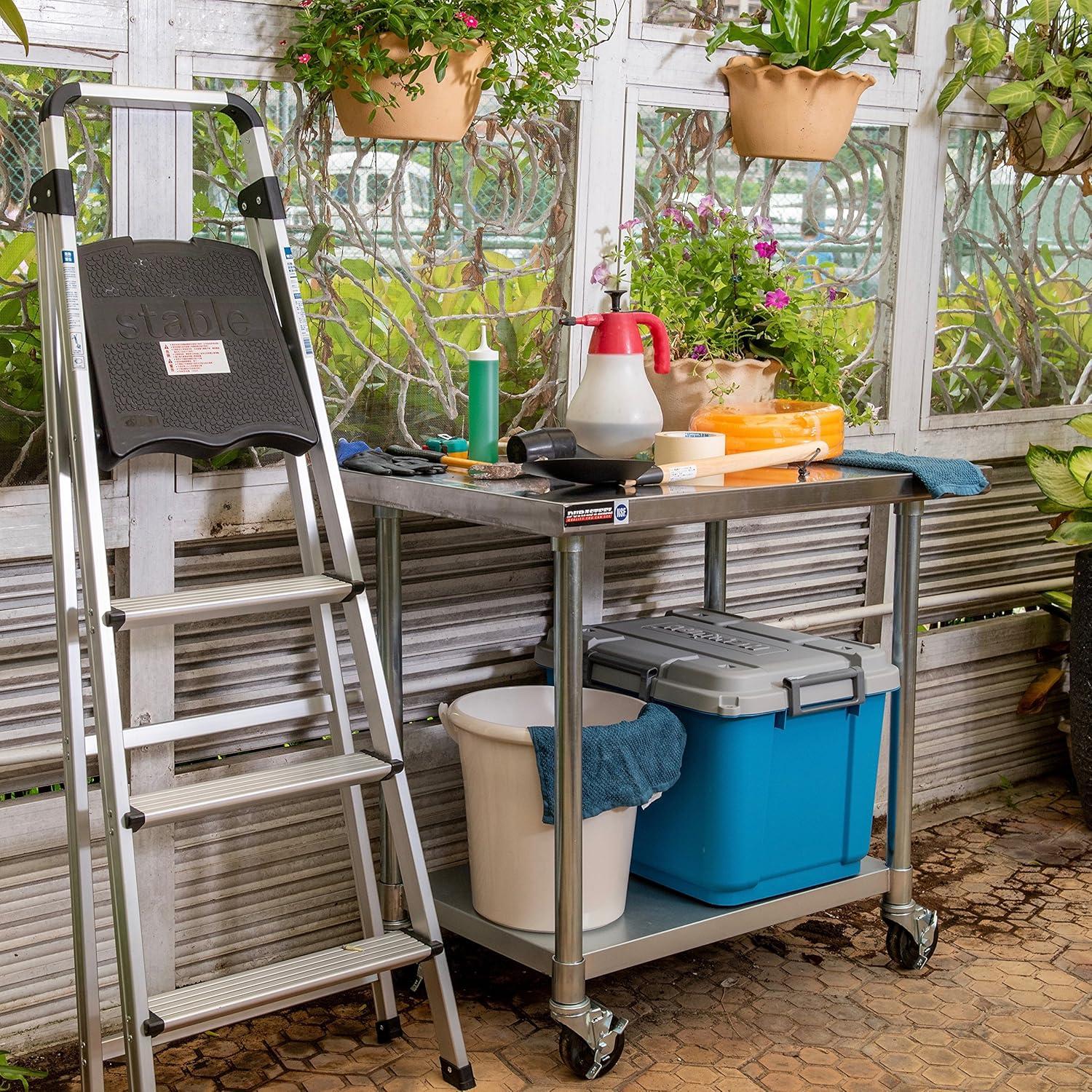 Stainless Steel Rectangular Movable Table Cart with Undershelf