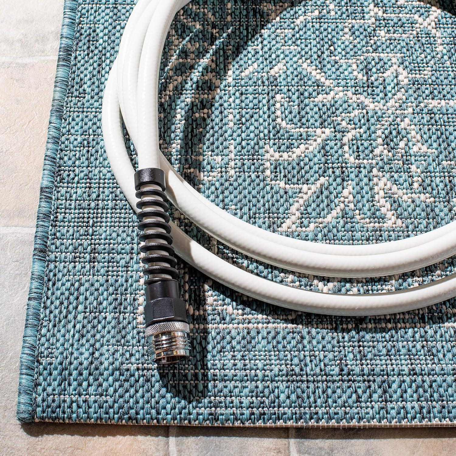 Courtyard CY8680 Power Loomed Indoor and Outdoor Area Rug - Turquoise - 9'x12' - Safavieh