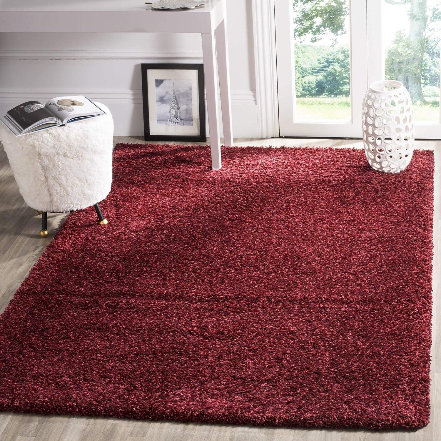 Shag SG151 Power Loomed Area Rug - Maroon - 8'6"x12' - Safavieh.