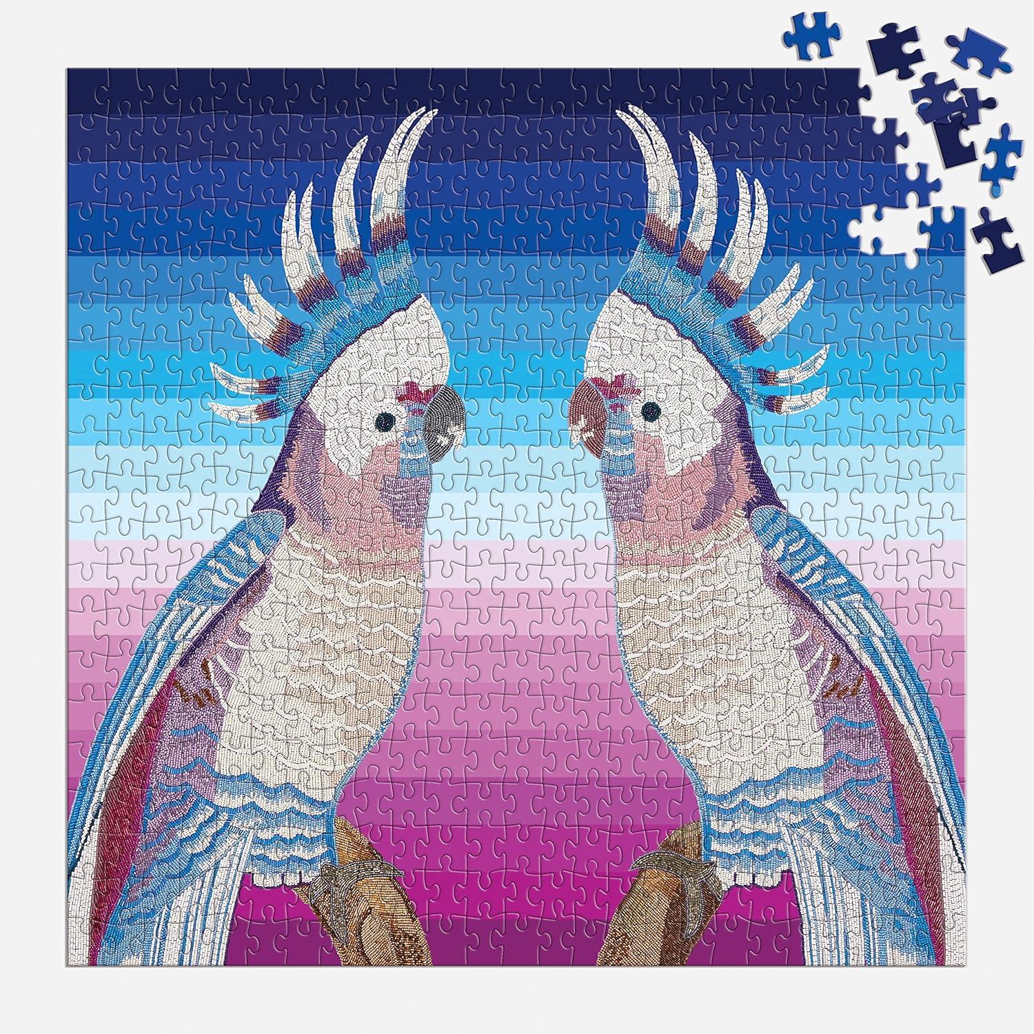 Galison Jonathan Adler Parrots 500 Piece Puzzle from Galison - 20" x 20" Puzzle Featuring Iconic Art by Jonathan Adler, Thick & Study Pieces, Challenging Jigsaw Puzzle for Adults, Great Gift Idea!