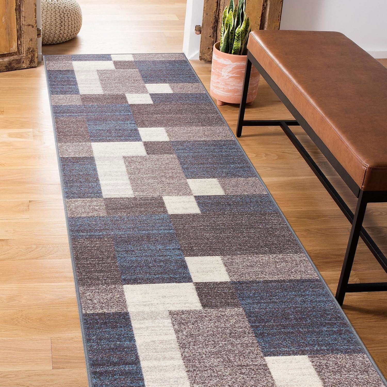 World Rug Gallery Modern Boxes Design Non-slip (Non-skid) Area Rug