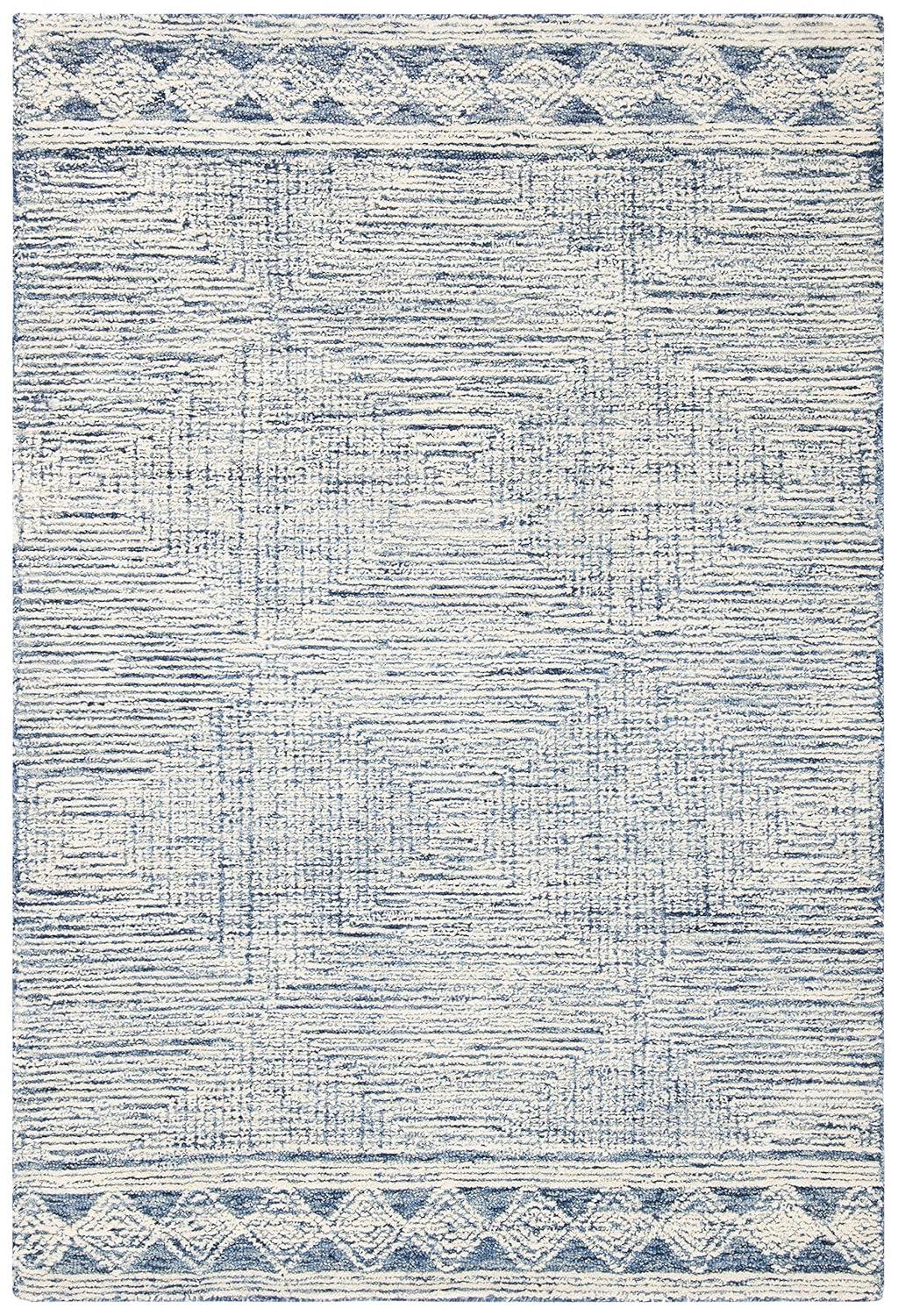 Abstract ABT349 Hand Tufted Area Rug - Ivory/Navy - 4' X 6' - Safavieh.