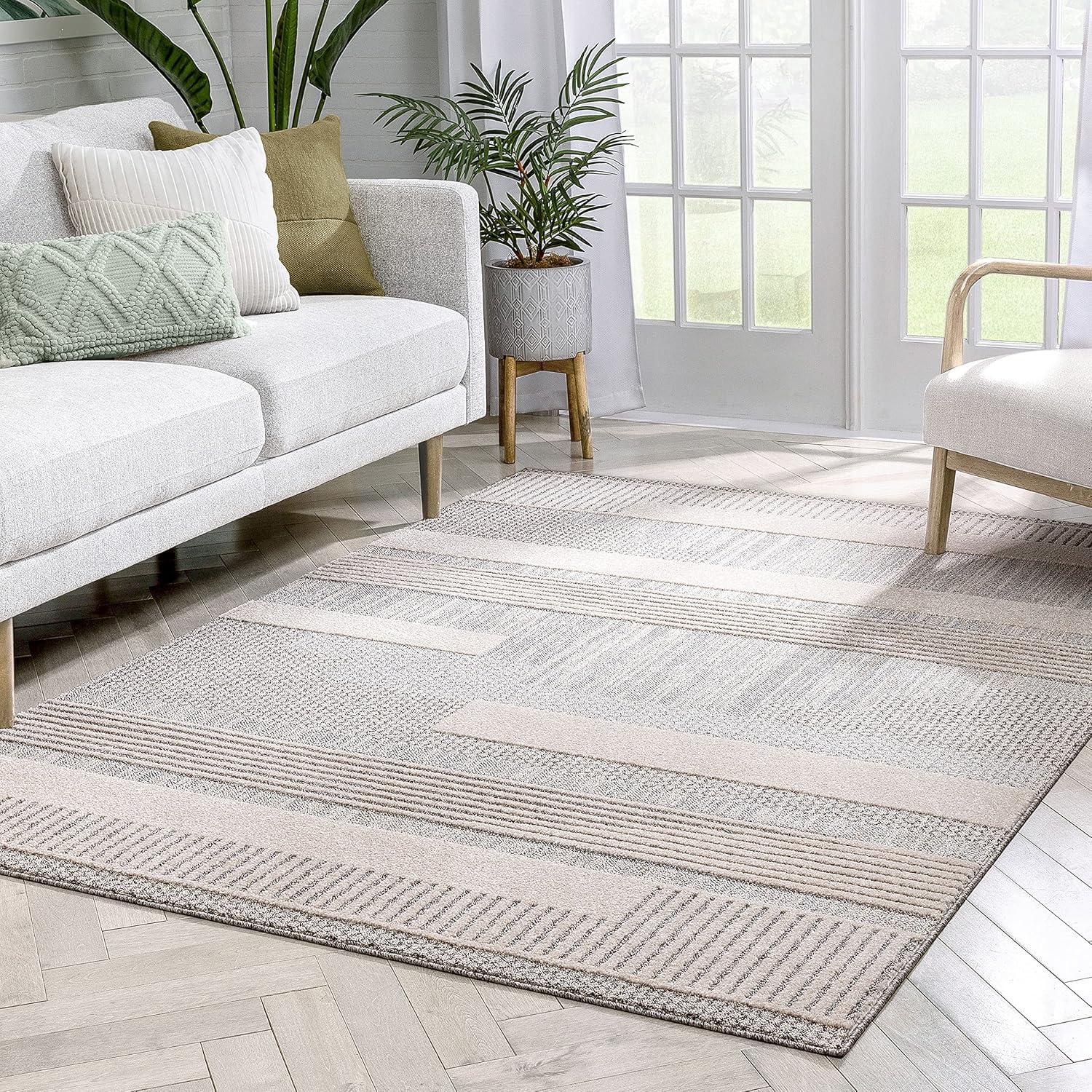 Harlow Well Woven Briar Tribal Geometric Abstract Beige Looped Pile Rug