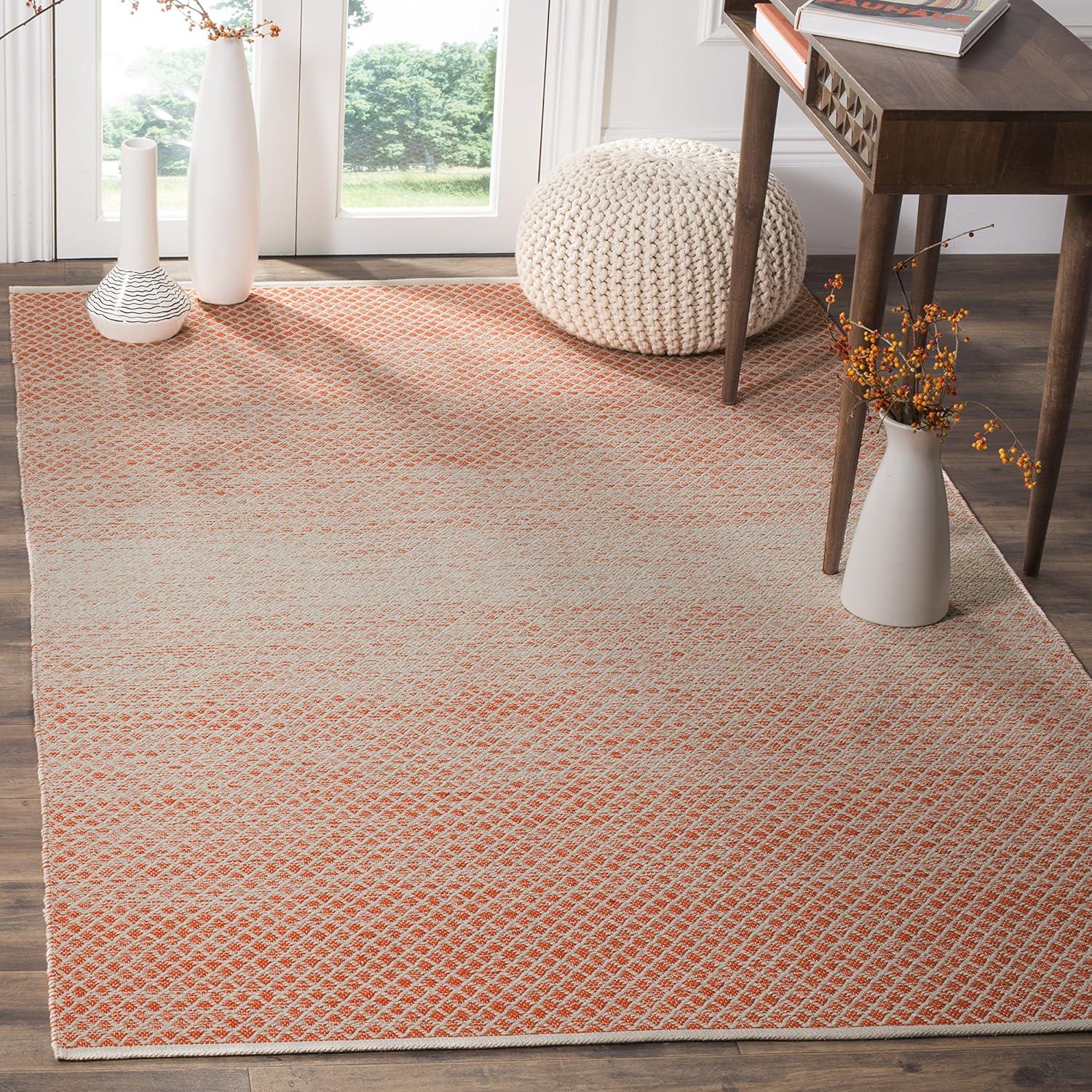 Montauk MTK601 Hand Woven Indoor Area Rug - Orange/Ivory - 6'x6' - Safavieh