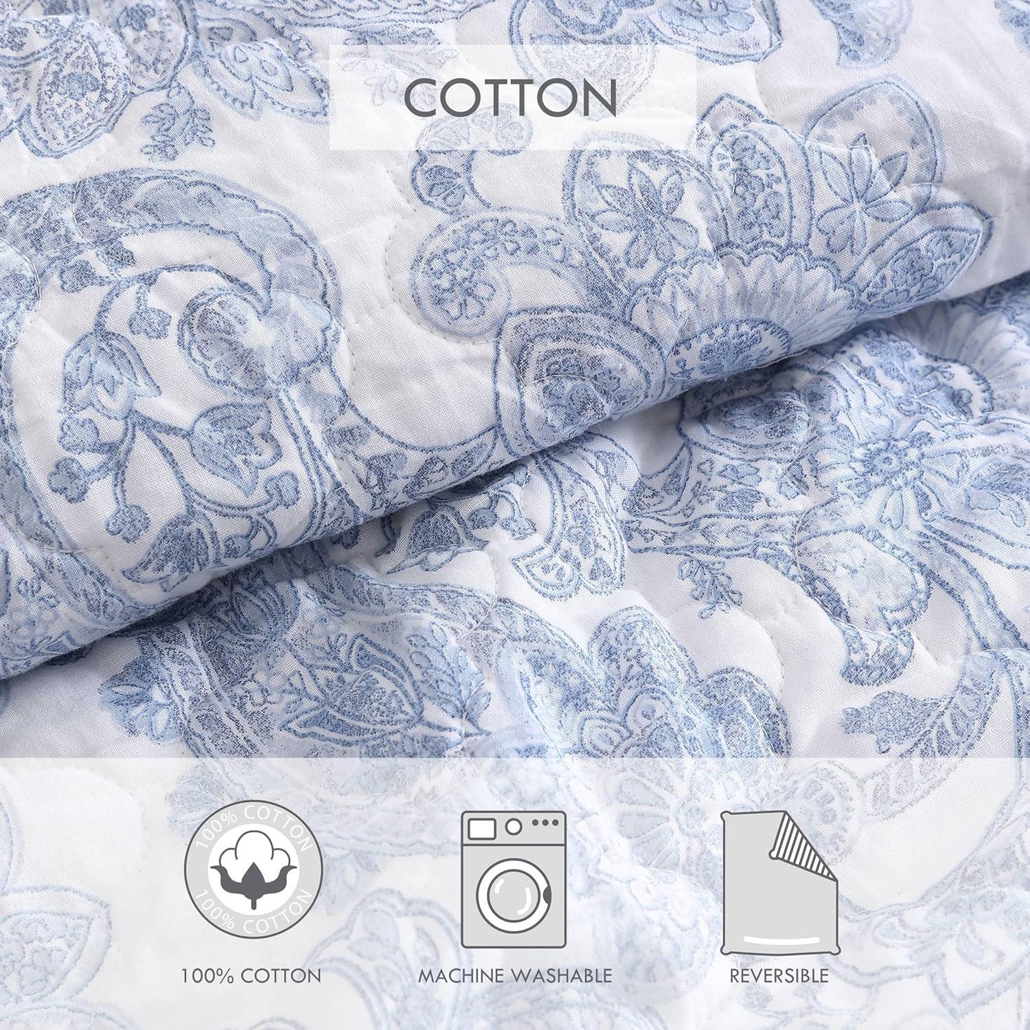 Stone Cottage Bedding Stone Cottage Field Of Paisley Cotton Reversible Blue Quilt Set, King