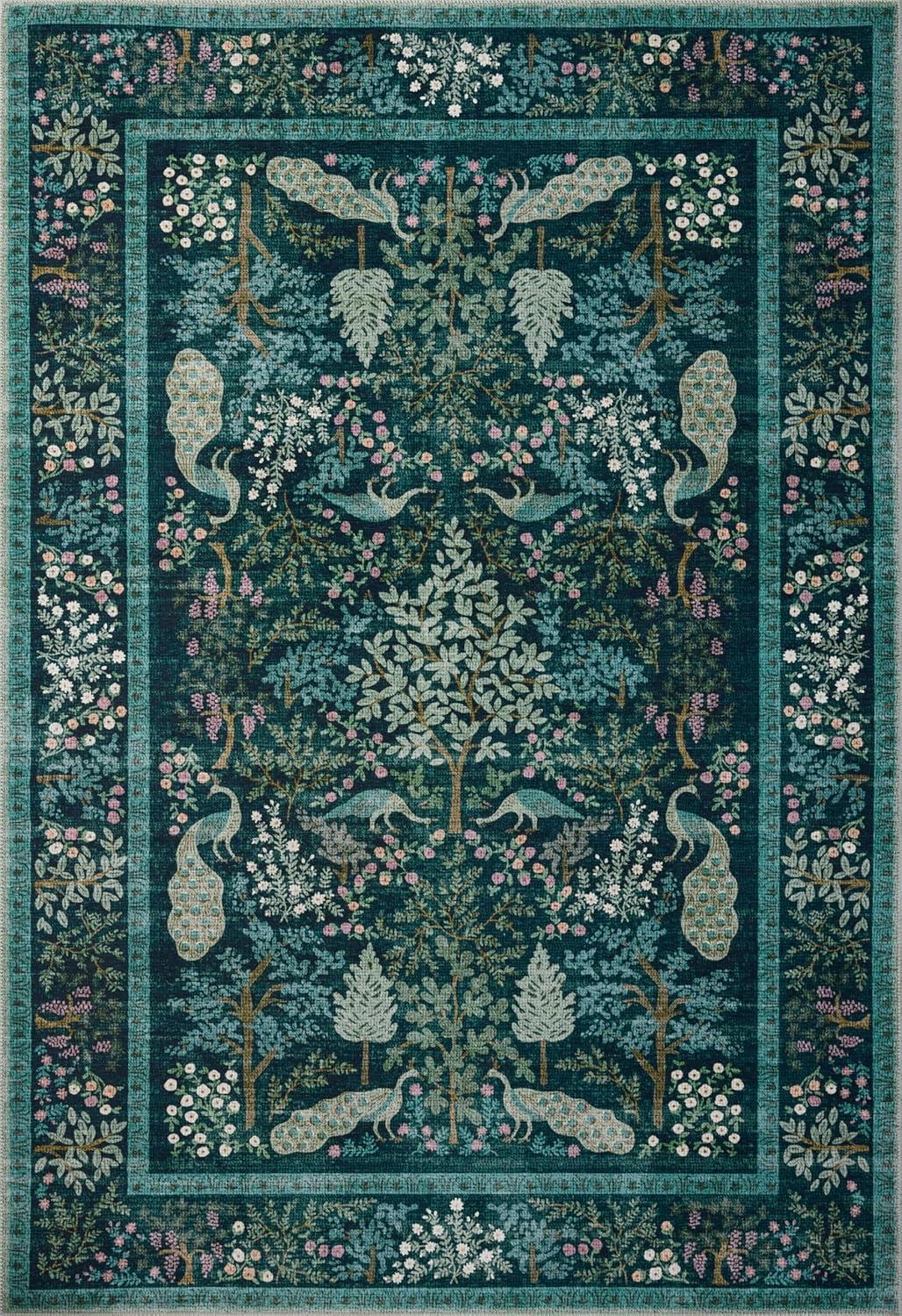 Rifle Paper Co. x Loloi Canopy Teal Area Rug