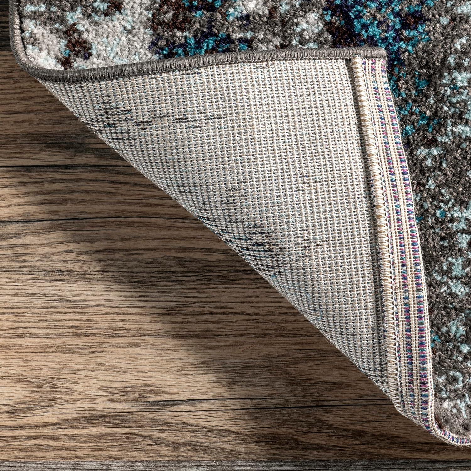 Nuloom Haydee Abstract 2x6 Runner Indoor Area Rug for Living Room Bedroom Dining Room Entryway Hallway Kitchen, Teal/Ivory